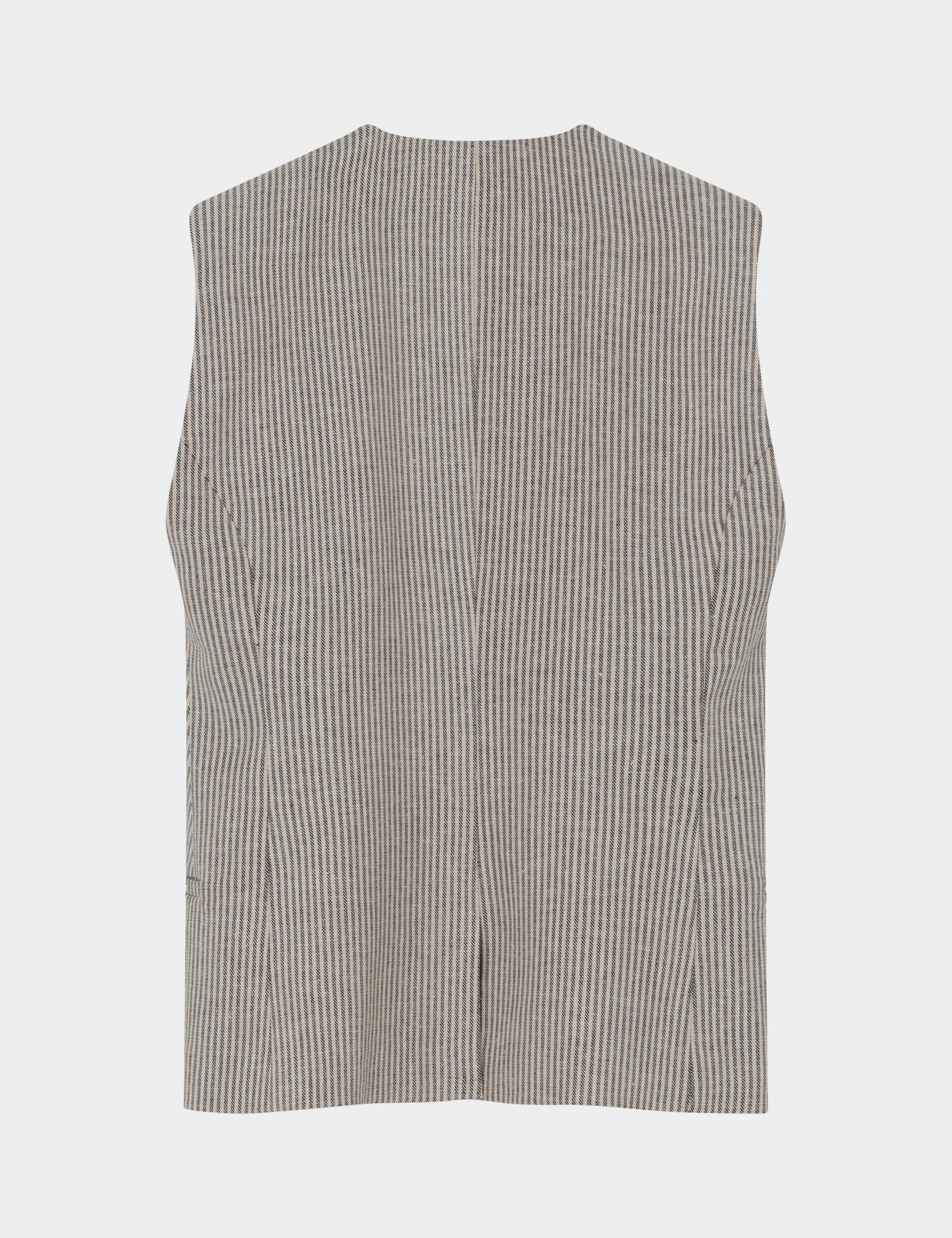 2ND Juell - Striped Linen Blend - Vest - Moonbeam - Image 6