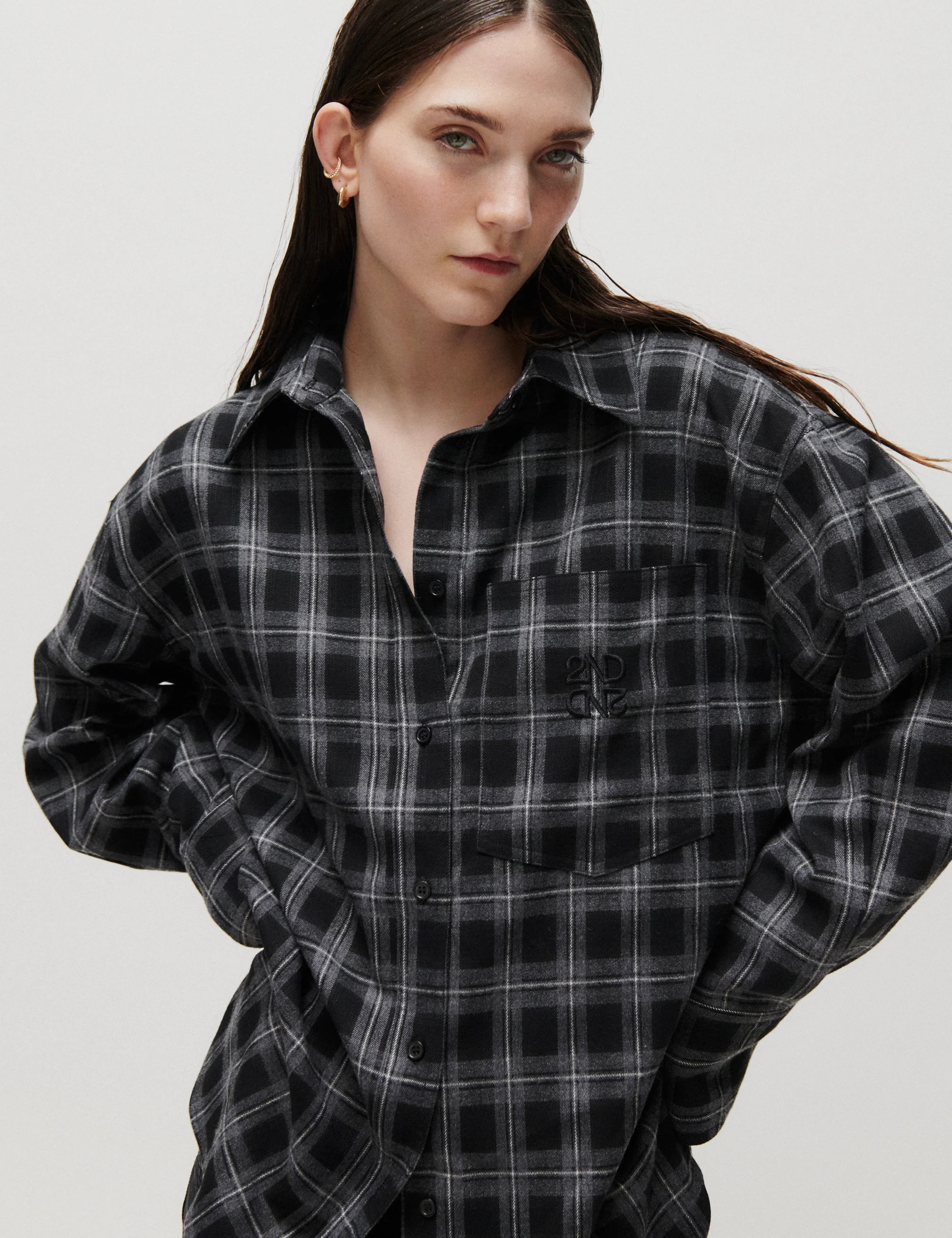2ND Manny - Fall Flannel - Shirt - Medium Grey Melange - Image 4