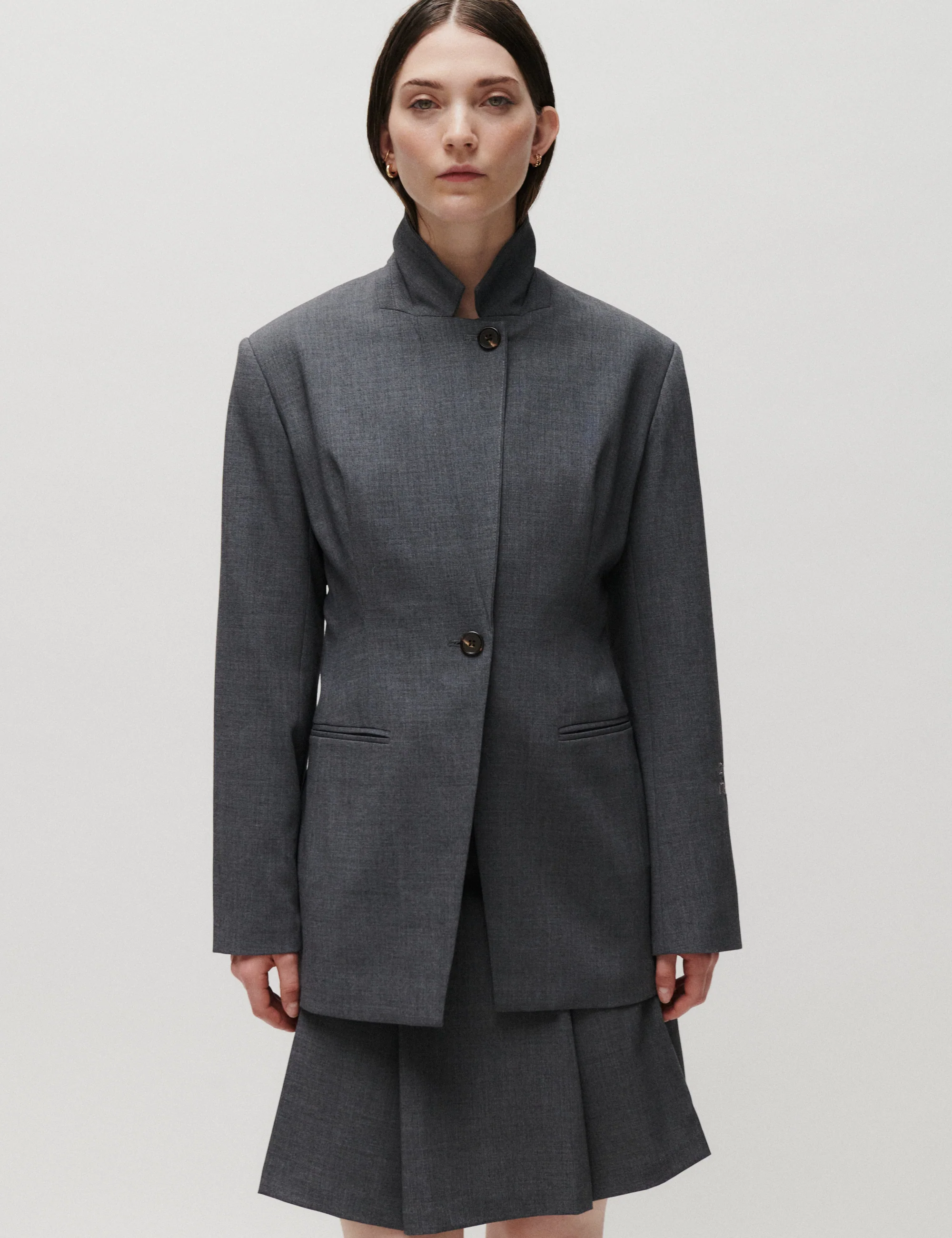 2ND Matila - Melange Suiting - Skirt - Light Grey Melange - Image 3