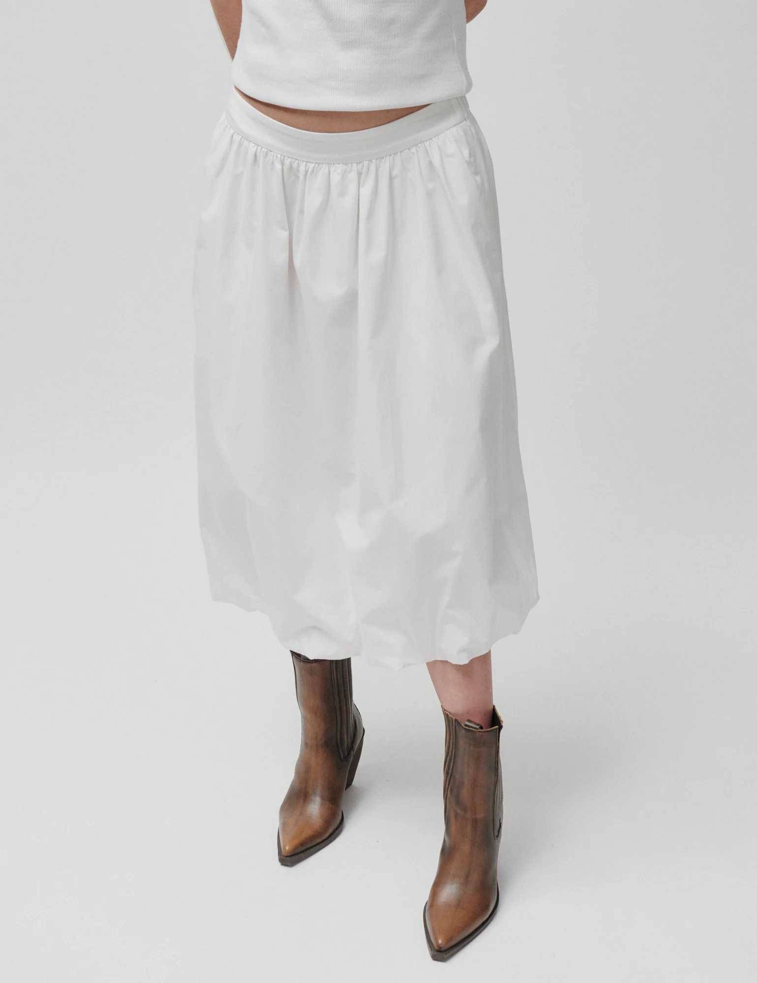 2ND Maude - Fine Crispy Poplin - Skirt - Brilliant White