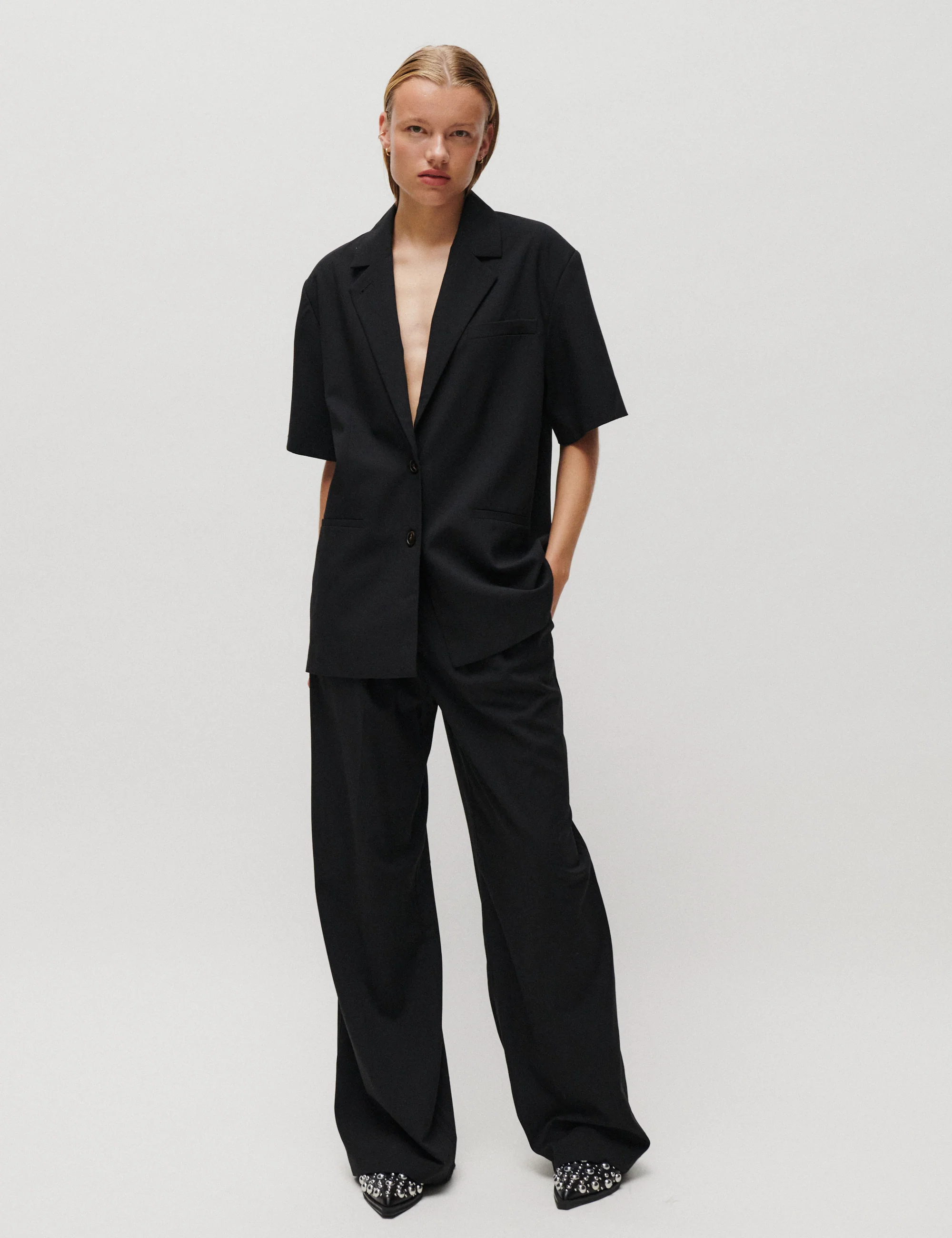 2ND Mille - Melange Suiting - Pants - Black - Image 3