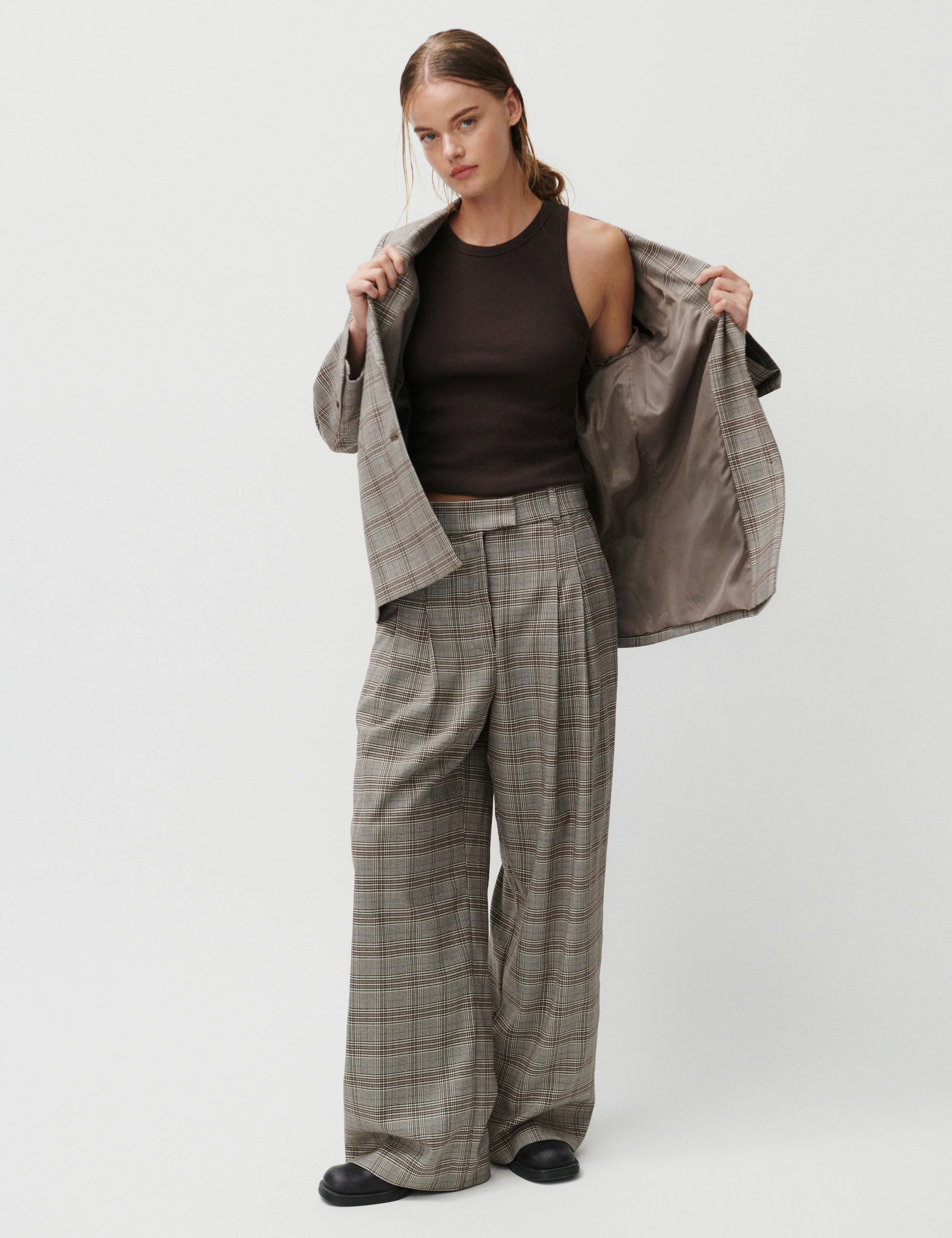 2ND Mylos - Checked Suiting - Taupe Gray - Image 4