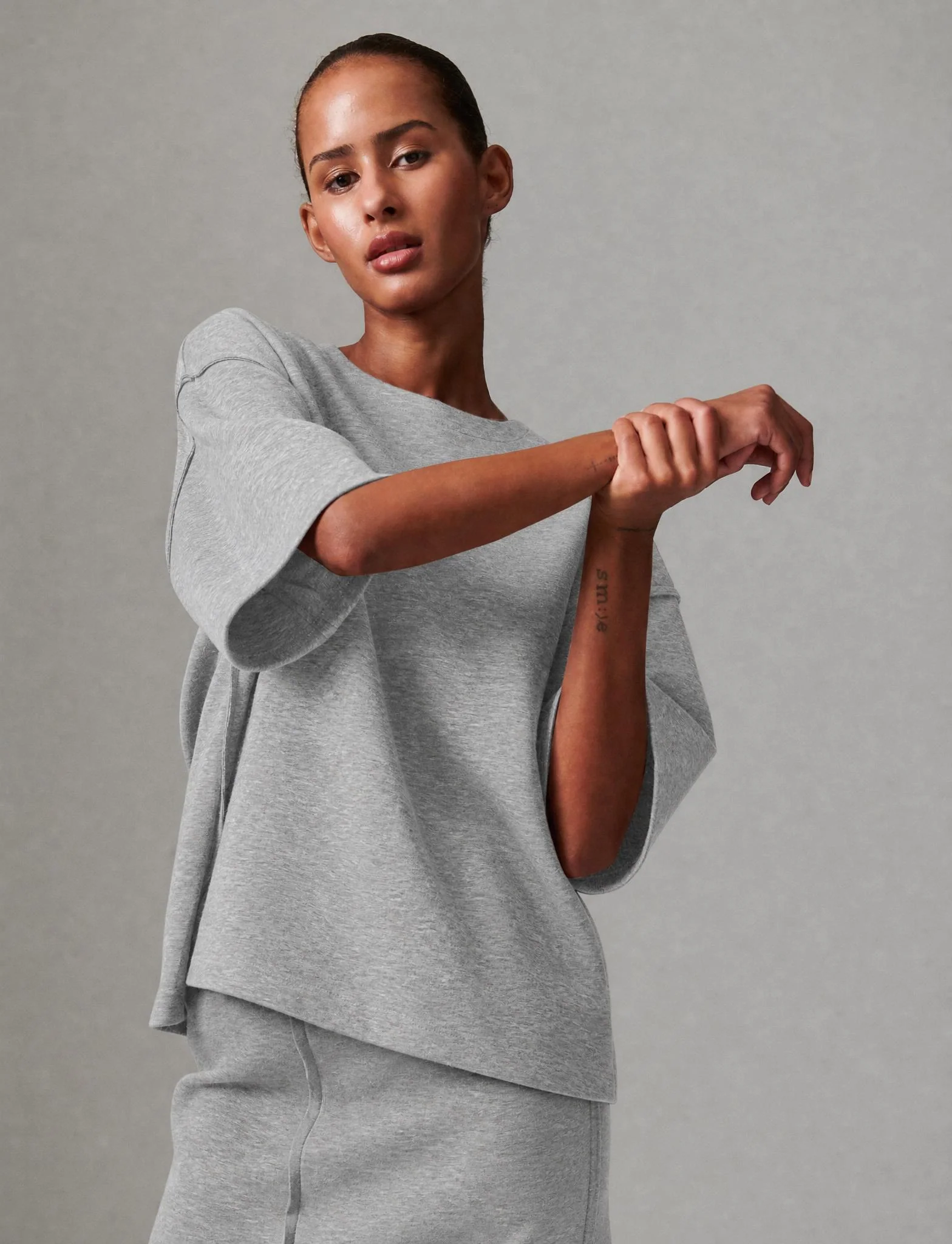 Amalie - Scuba - Top - Light Grey Melange - Image 2