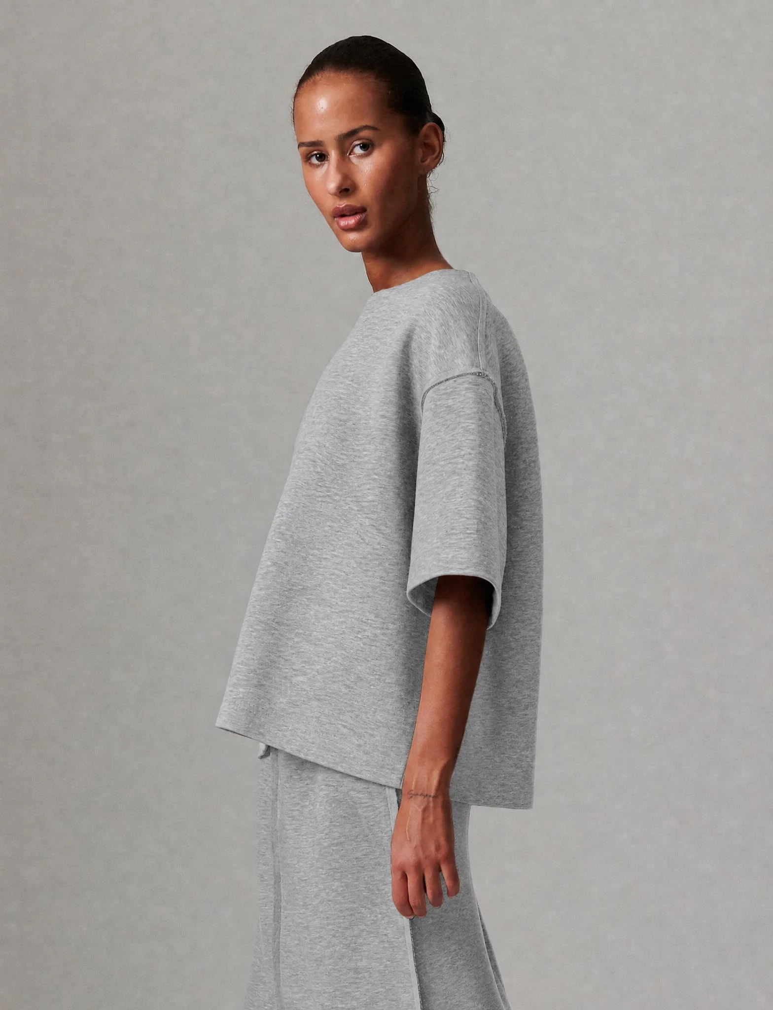 Amalie - Scuba - Top - Light Grey Melange - Image 3