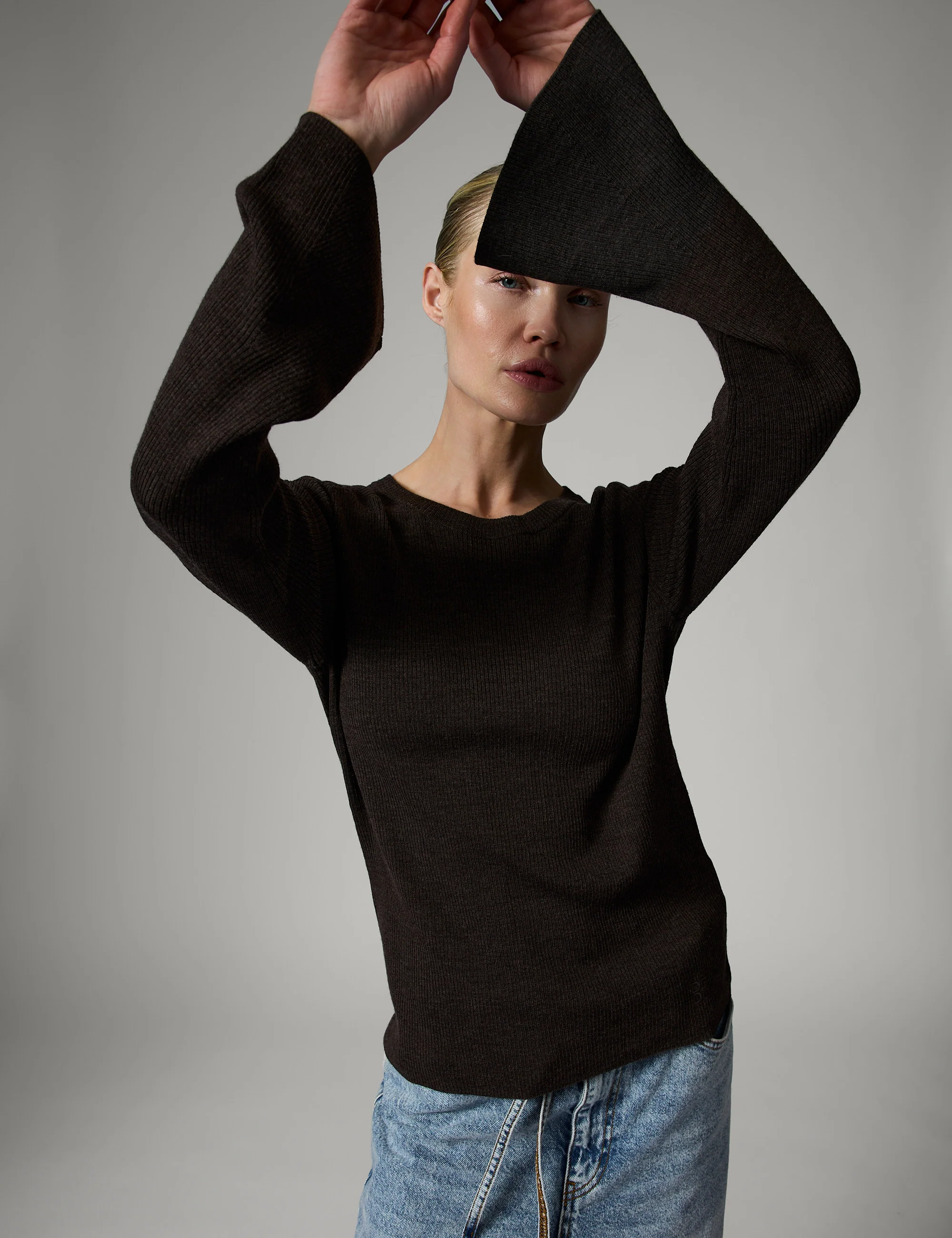 Anabelle Rib - Daily Elements - Pullover - DARK BROWN MELANGE
