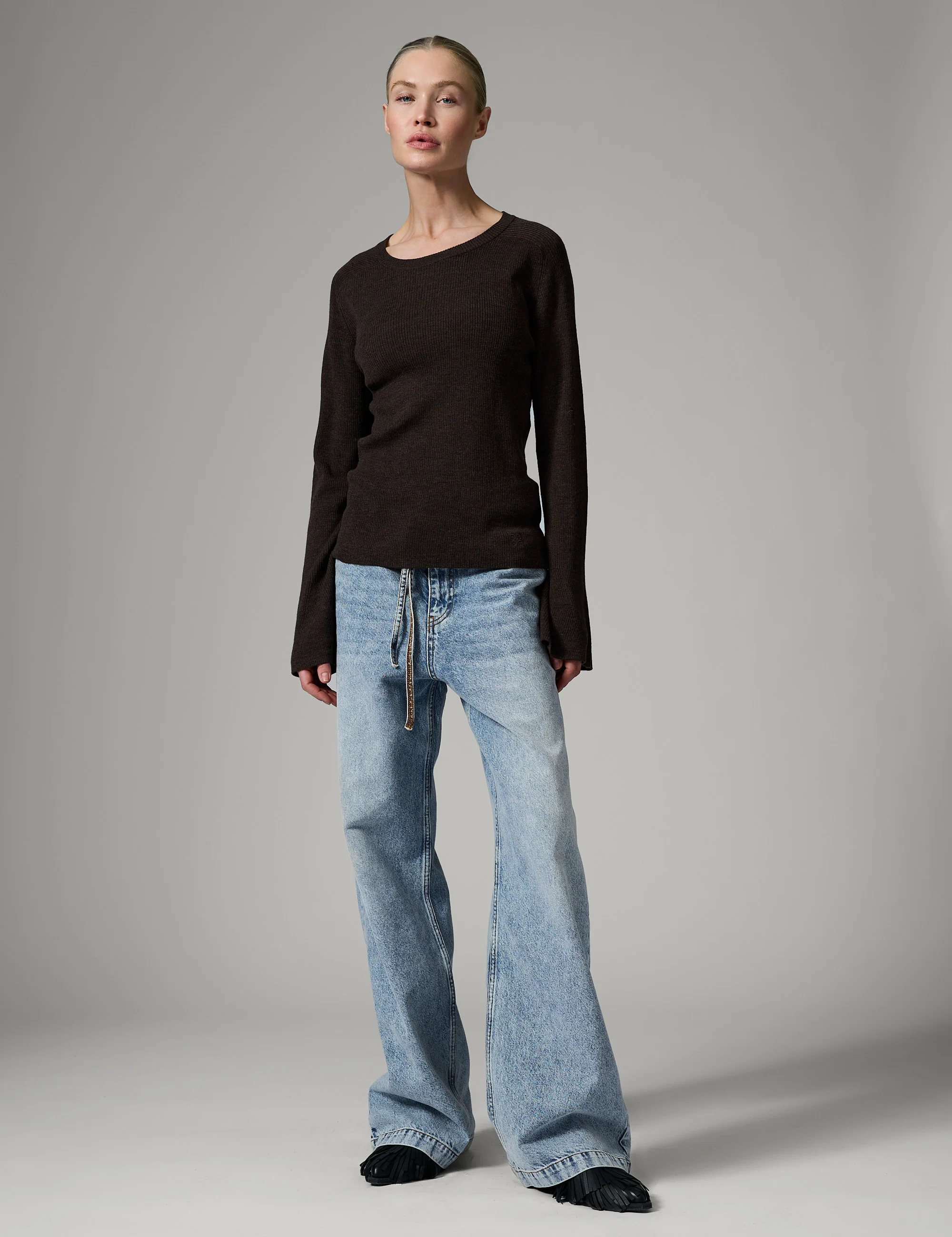 Anabelle Rib - Daily Elements - Pullover - DARK BROWN MELANGE - Image 3