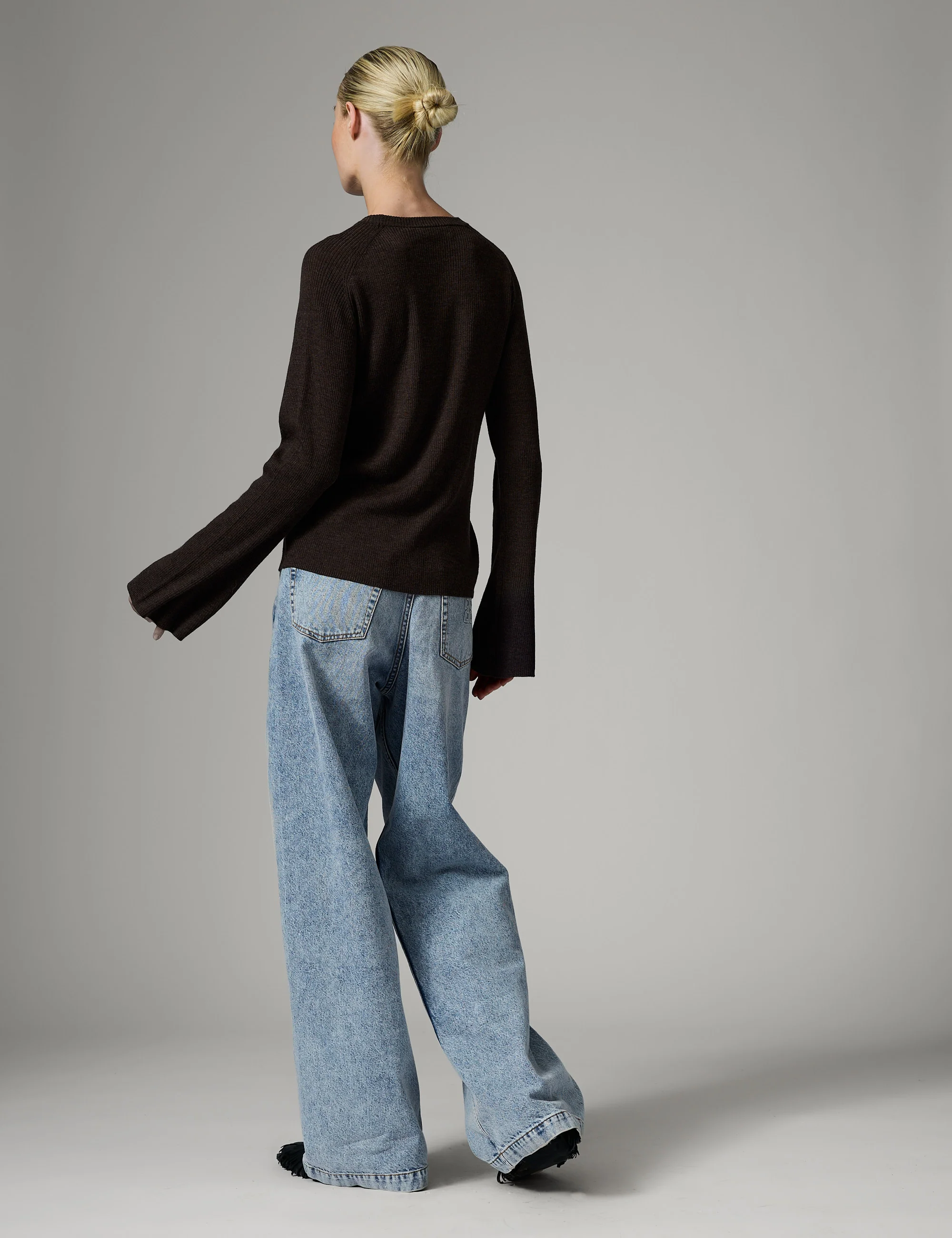 Anabelle Rib - Daily Elements - Pullover - DARK BROWN MELANGE - Image 4