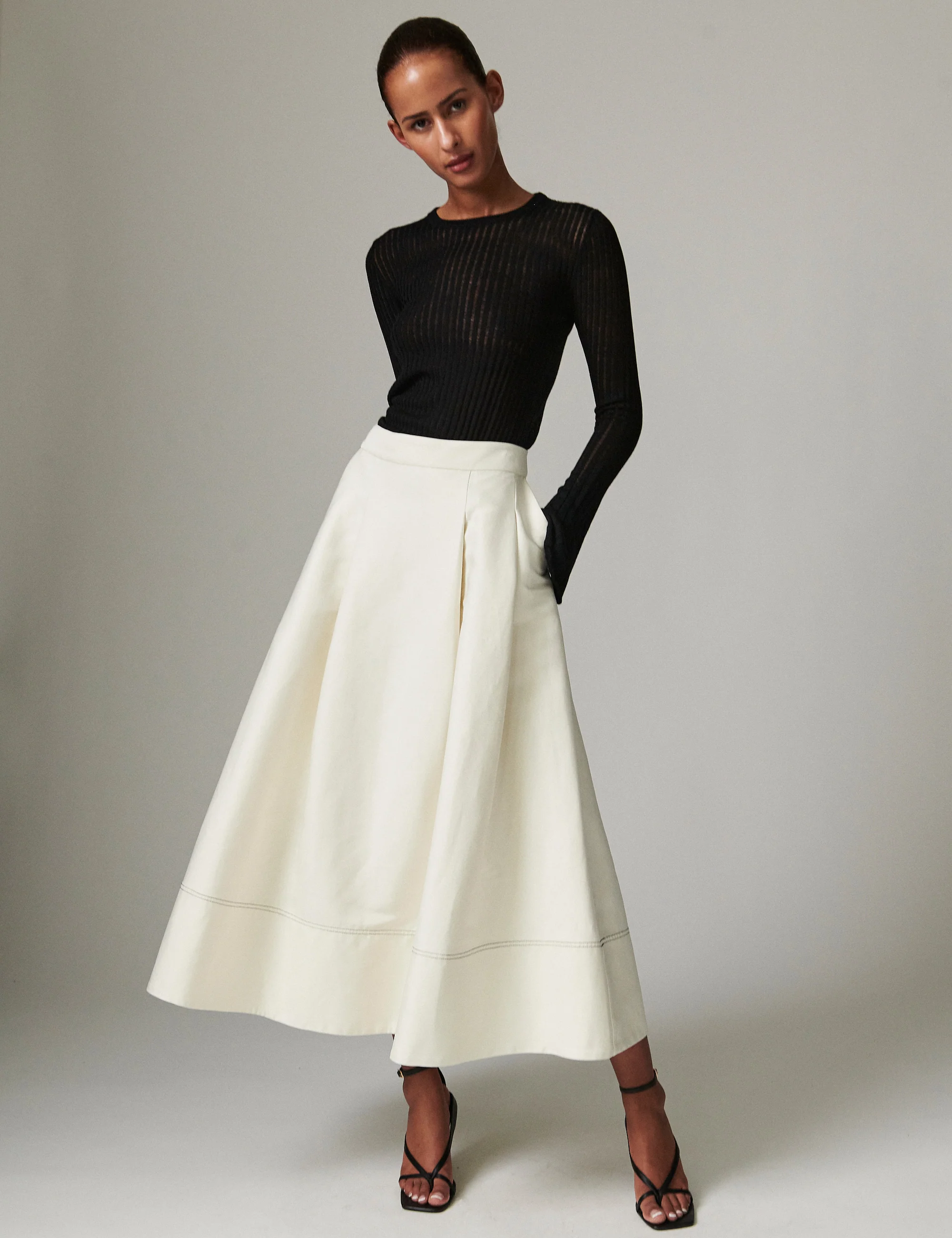Chai - Shiny Suiting - Skirt - Jet Stream - Image 2