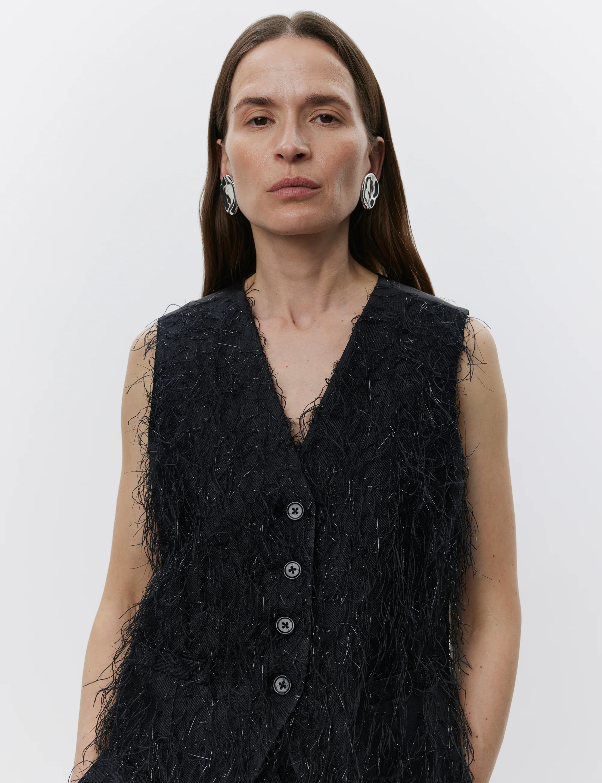 Christa - Frayed jacquard RD - Black