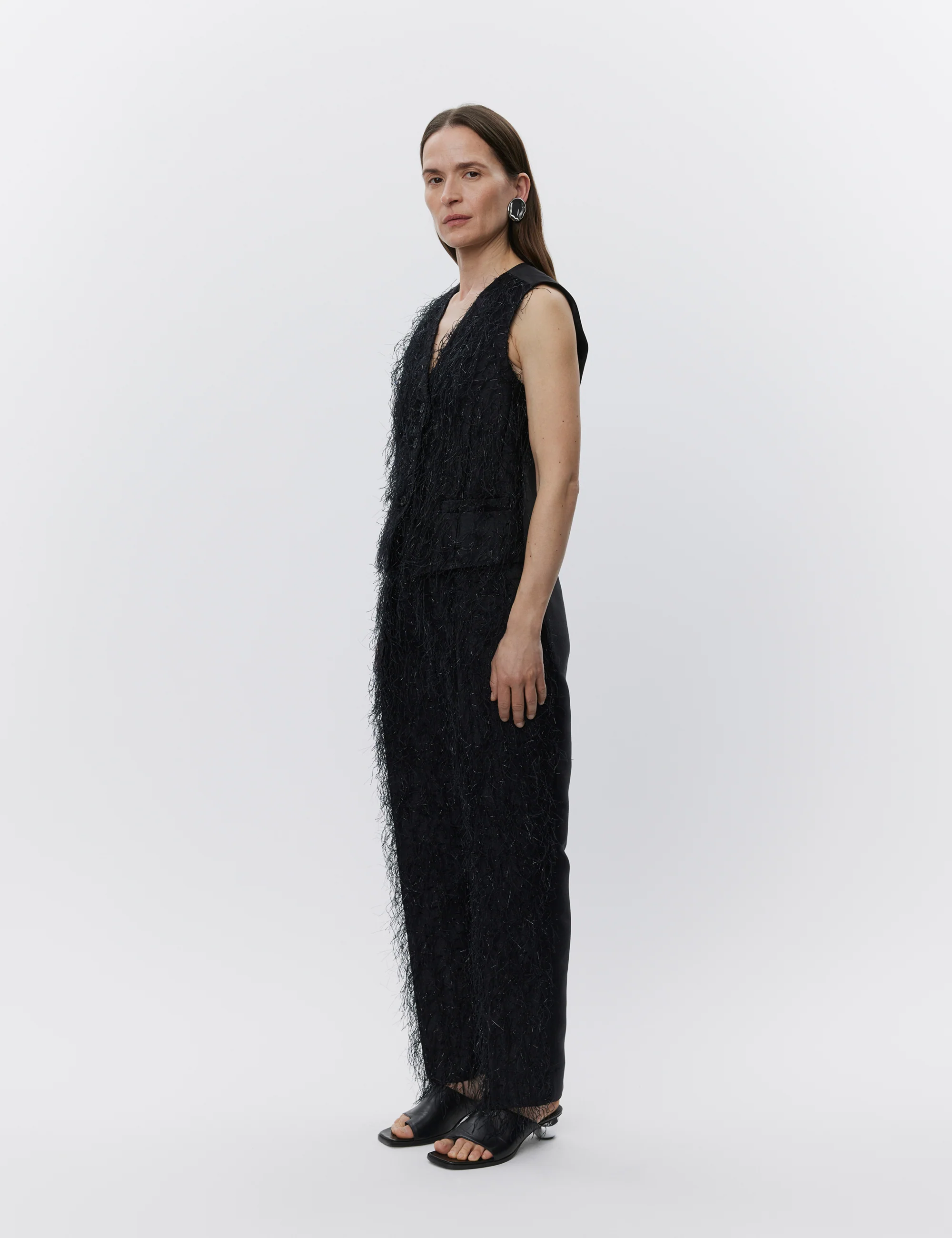 Christa - Frayed jacquard RD - Black - Image 3