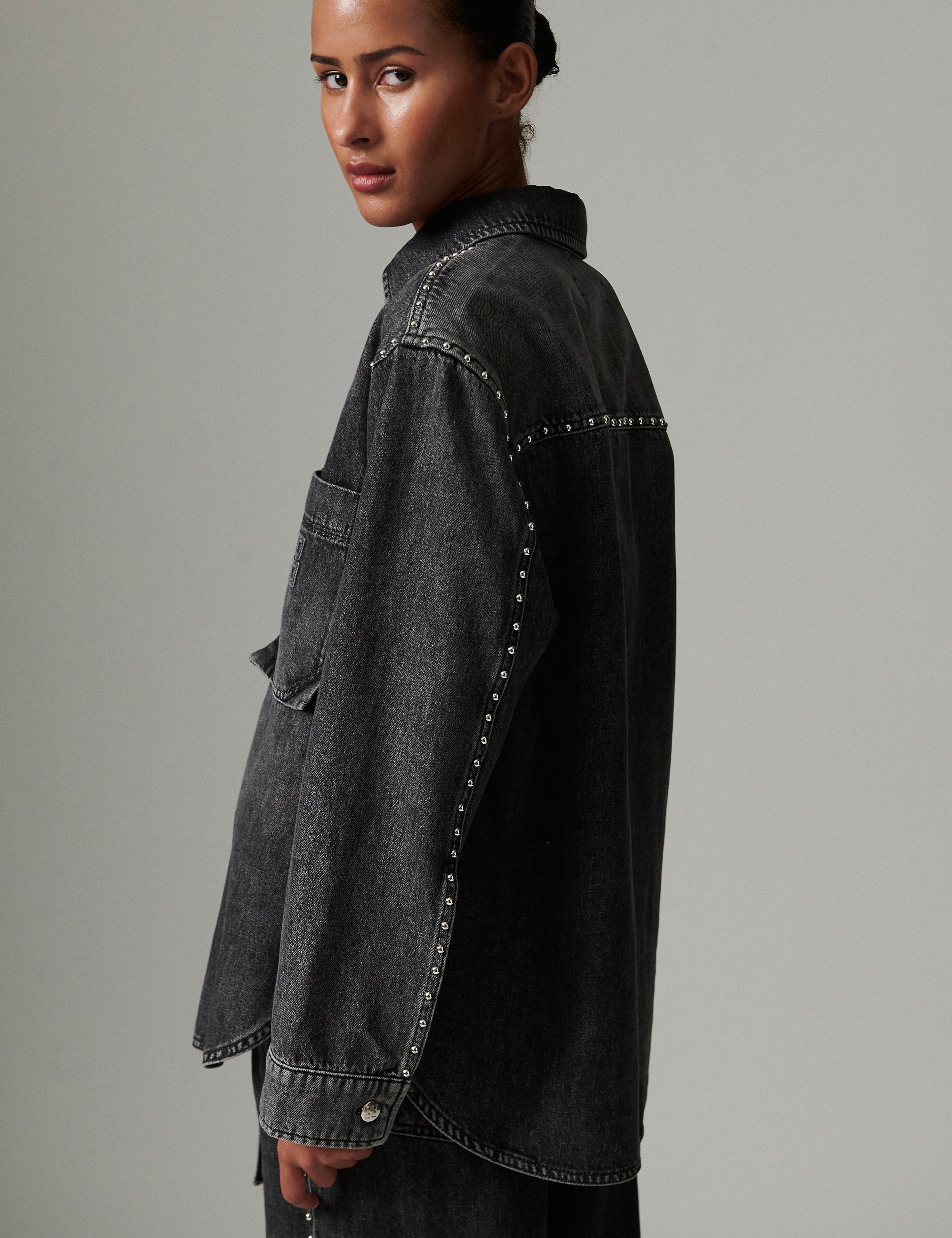 Clothilde - Embellished Denim - Shirt - Black - Image 3