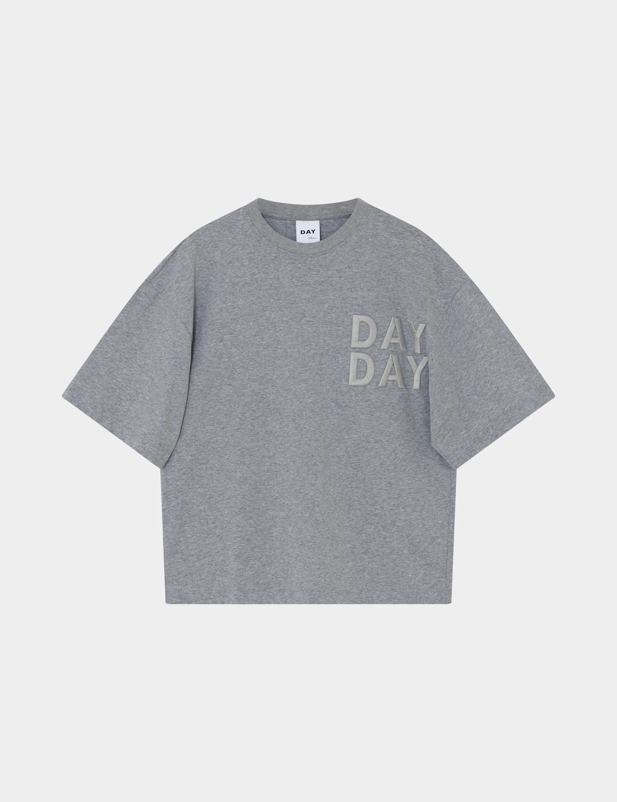 Drew Embroidery - Heavy Jersey - T-shirt - Light Grey Melange - Image 3