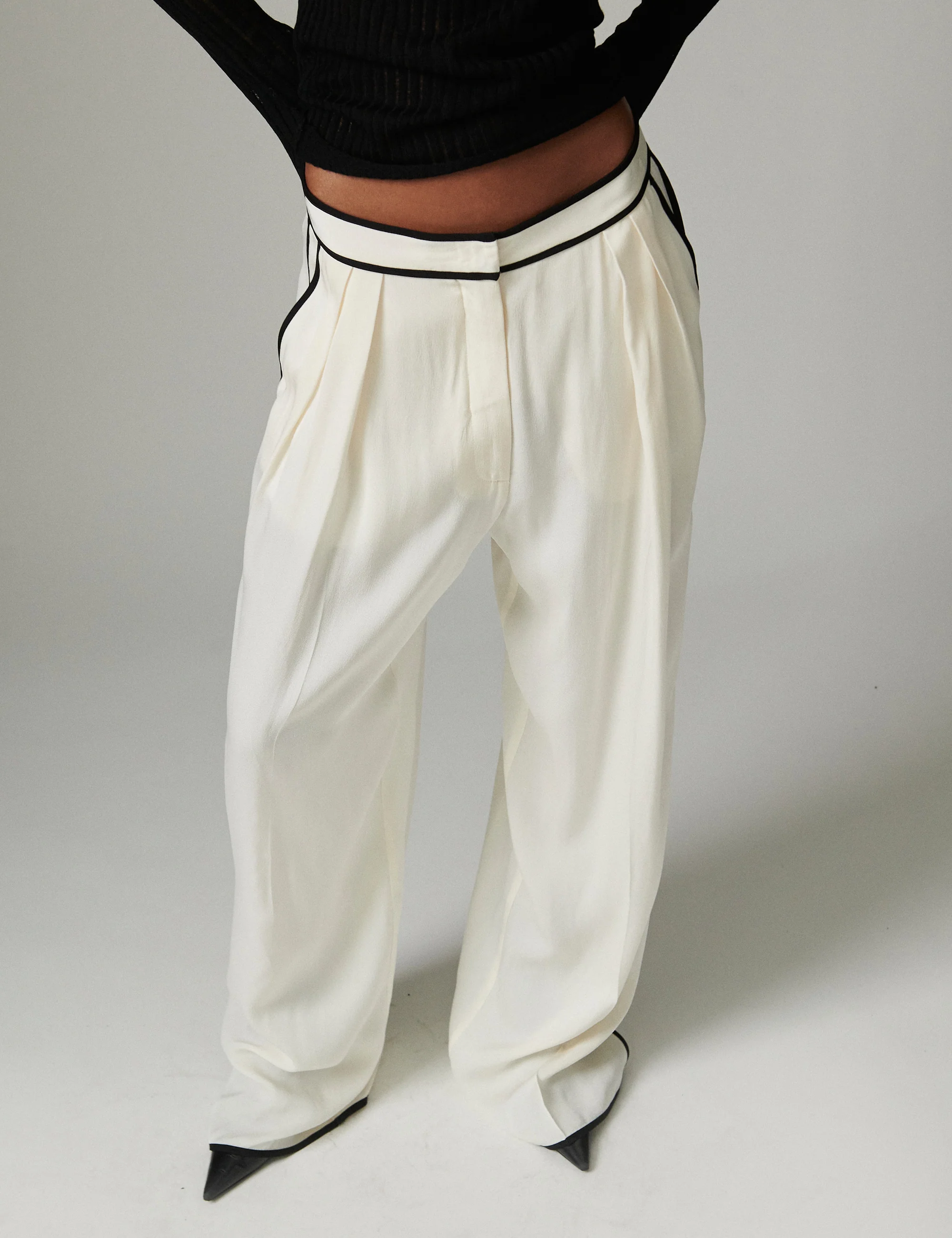 Enza - Matte Crepe - Pants - Jet Stream