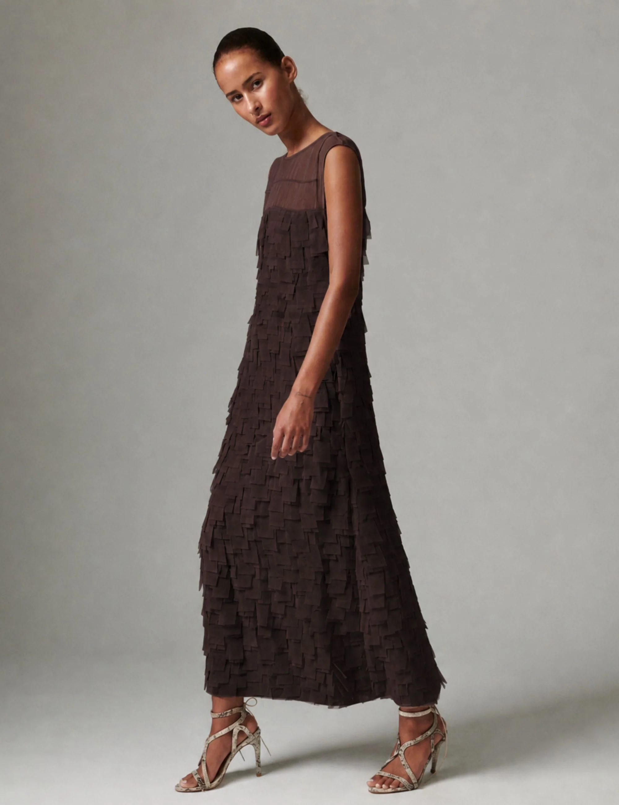 Fig - Chiffon Fringe - Dress - Coffee Bean - Image 2