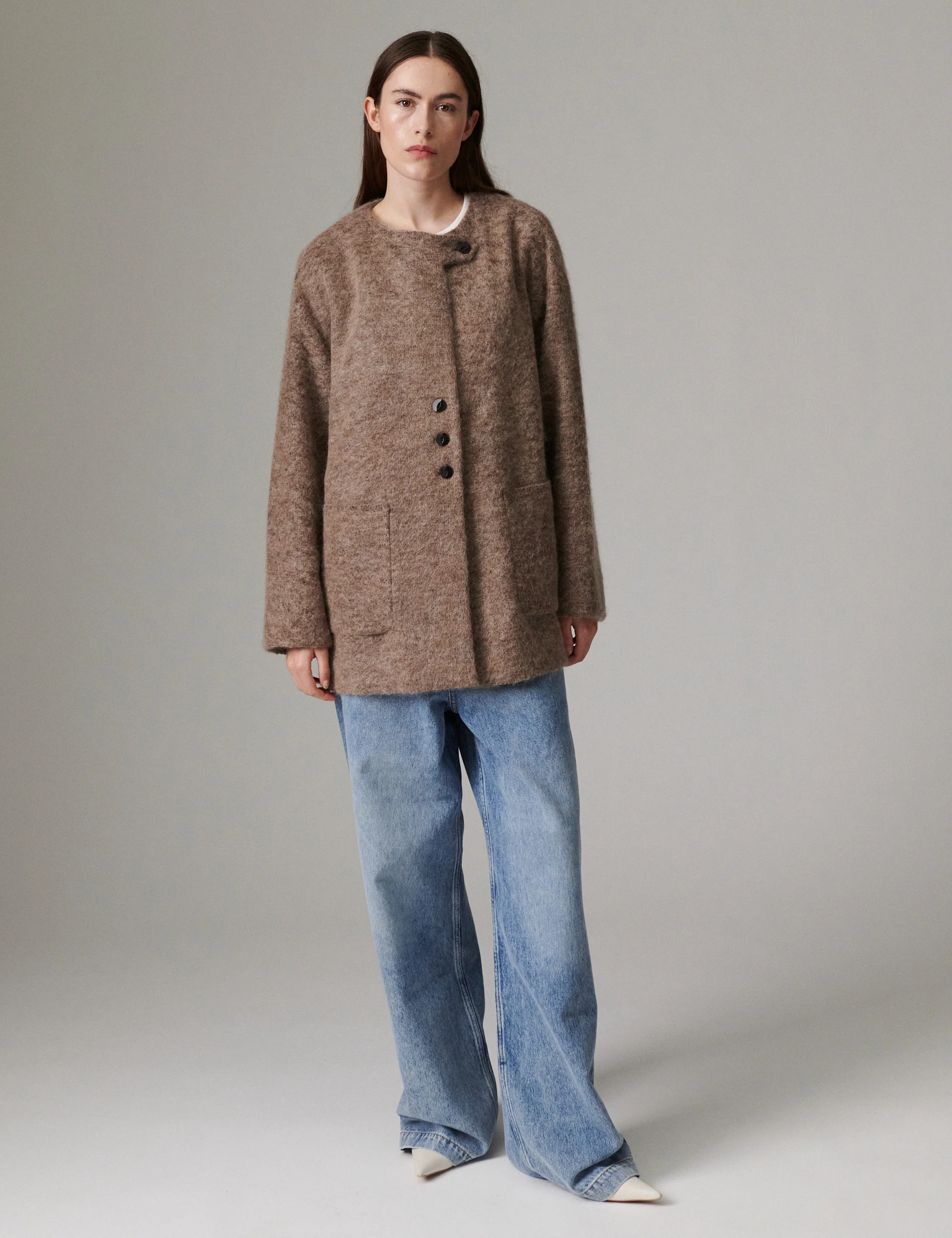 Flussy - Mohair Wool - Jacket - DARK BROWN - Image 2