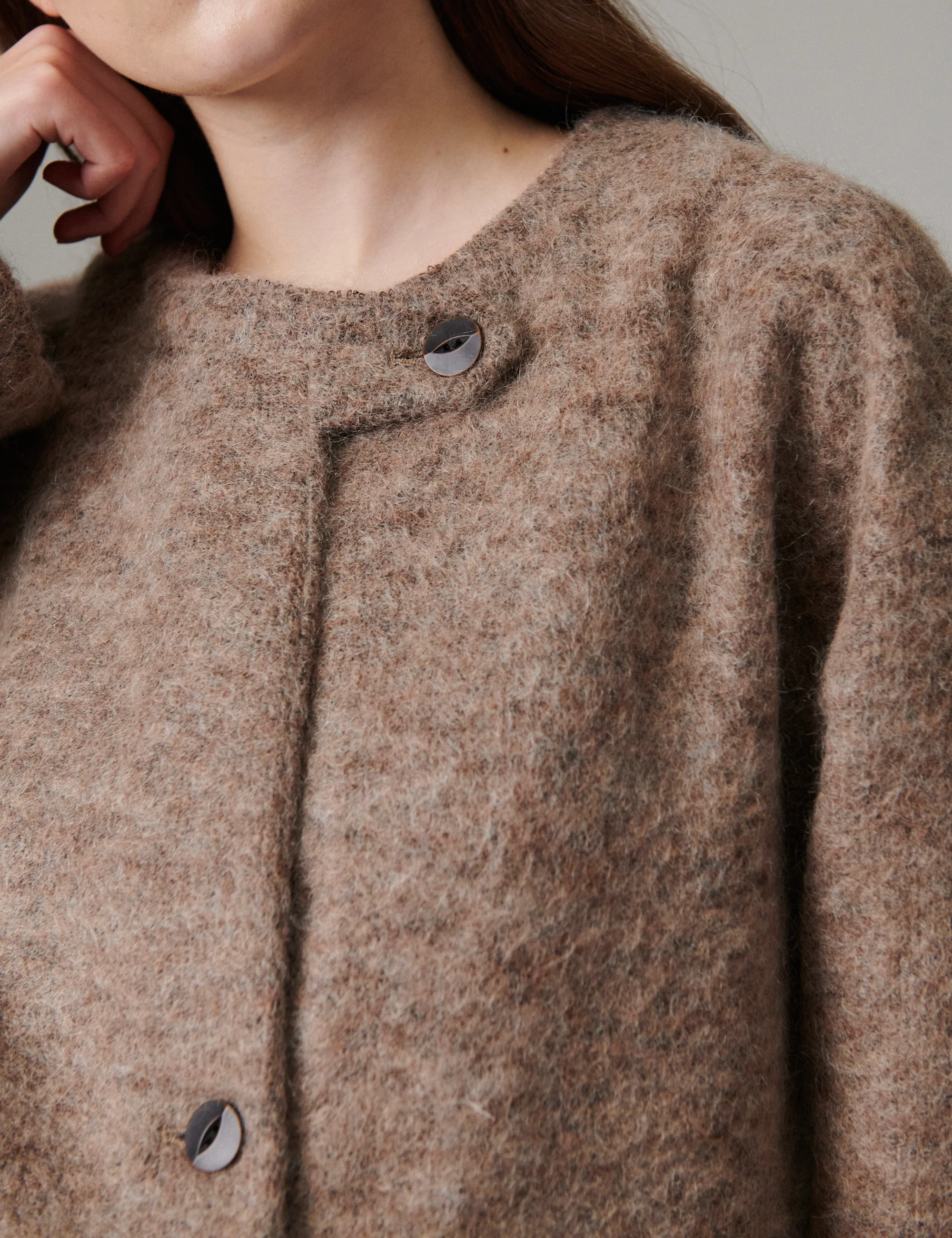 Flussy - Mohair Wool - Jacket - DARK BROWN - Image 3