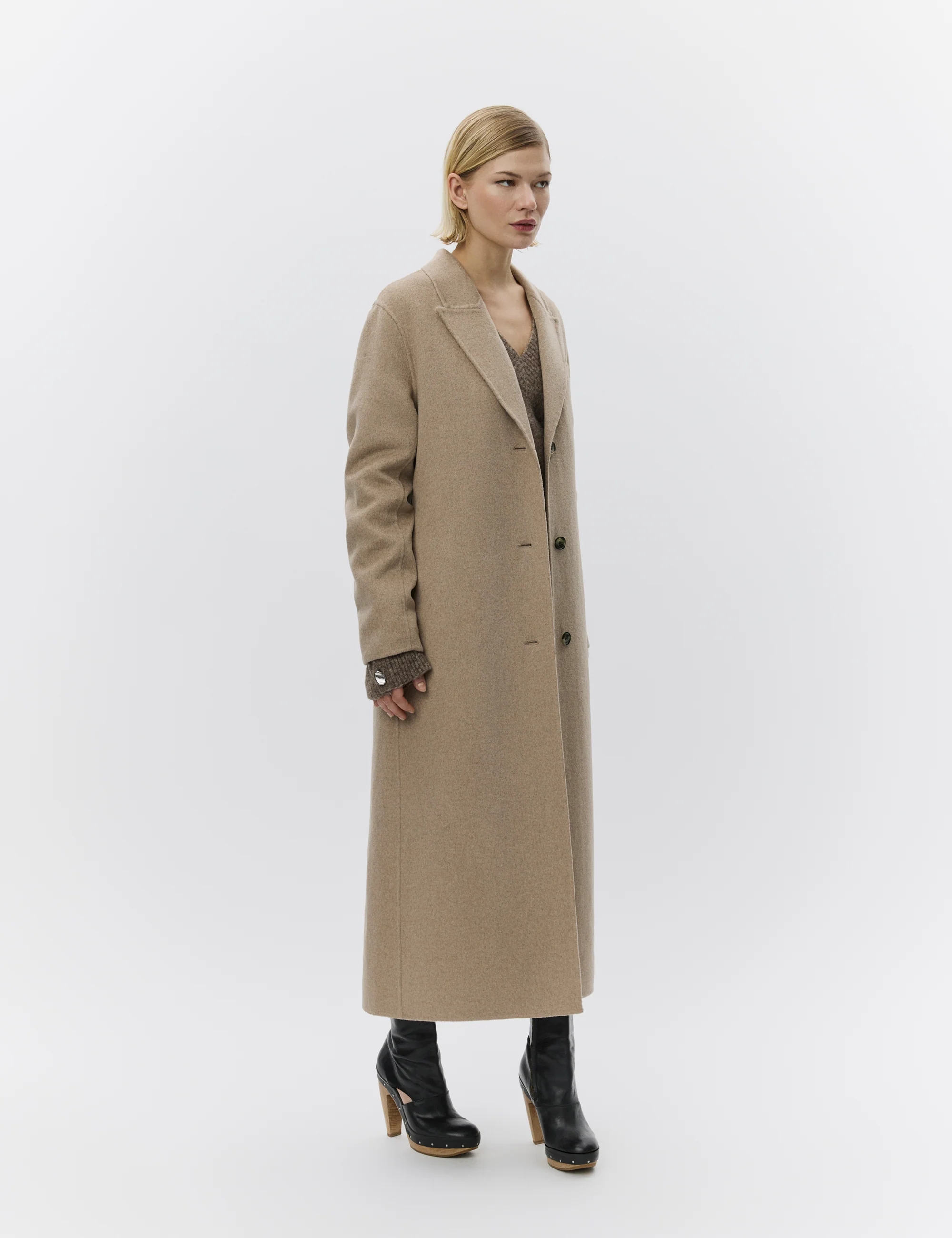 Gloria - Double Faced Wool - Coat - Beige Melange - Image 4