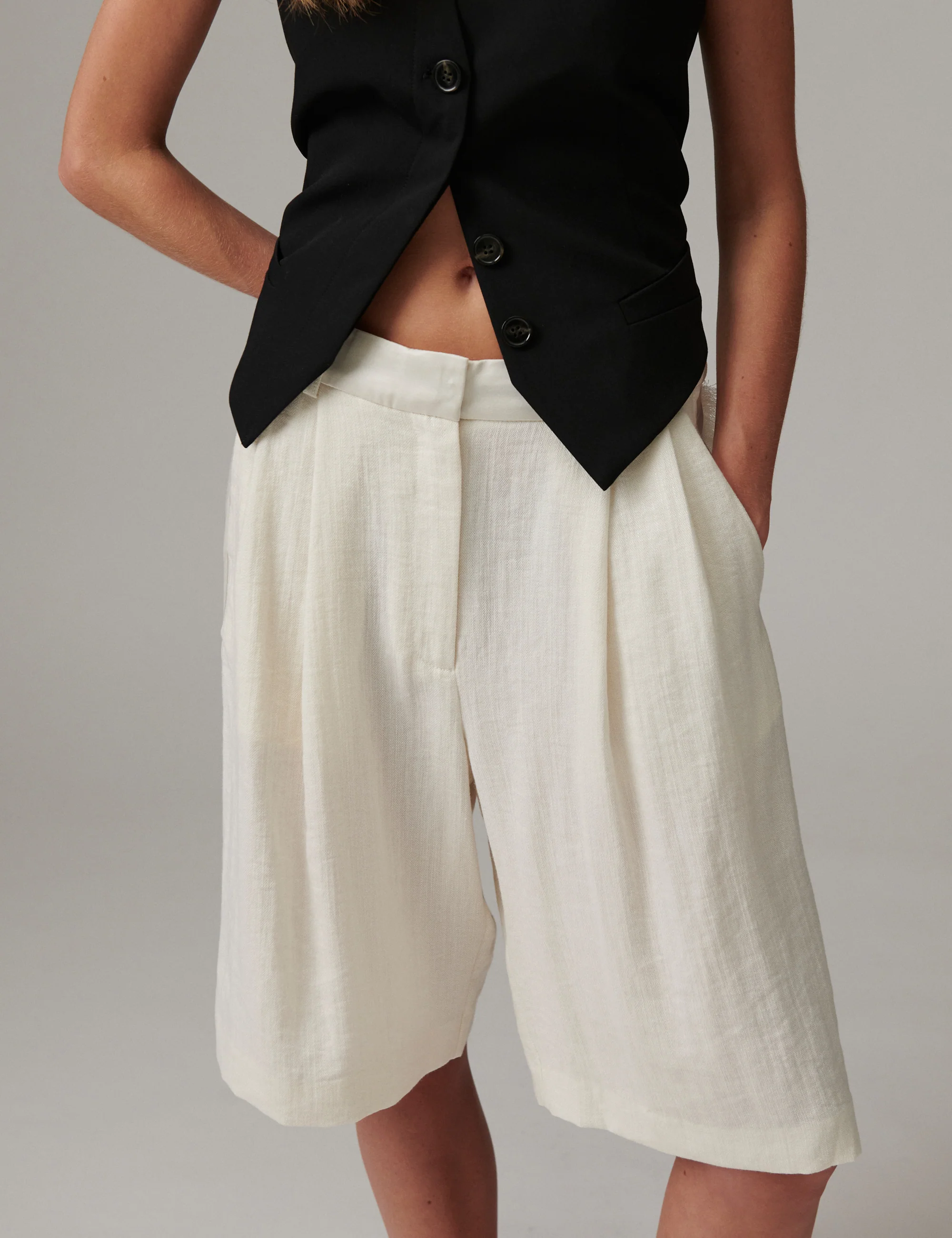 Gordon - Contrast Linen - Shorts - Jet Stream
