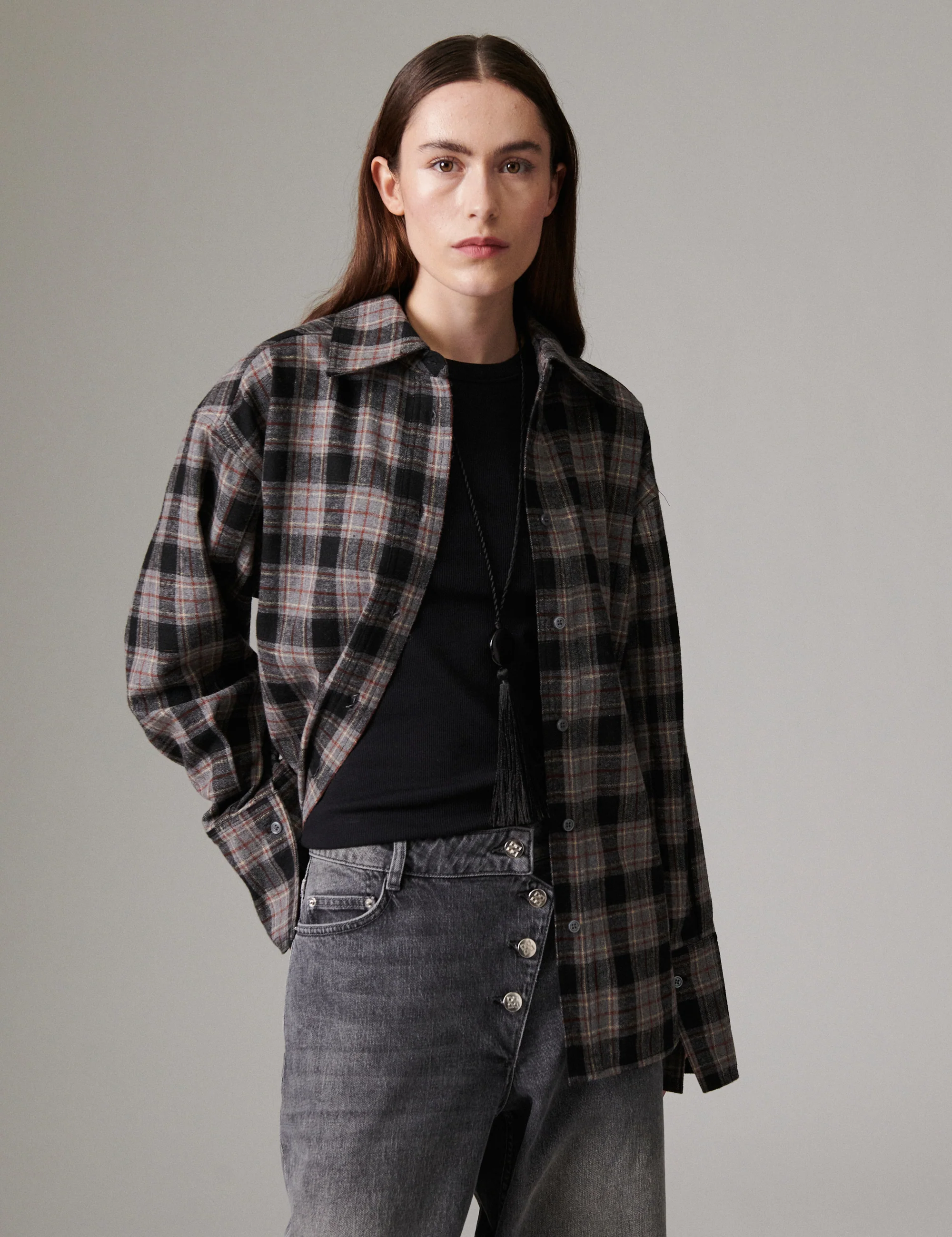 Henri - Flannel Luxe - Shirt - Medium Grey Melange - Image 2
