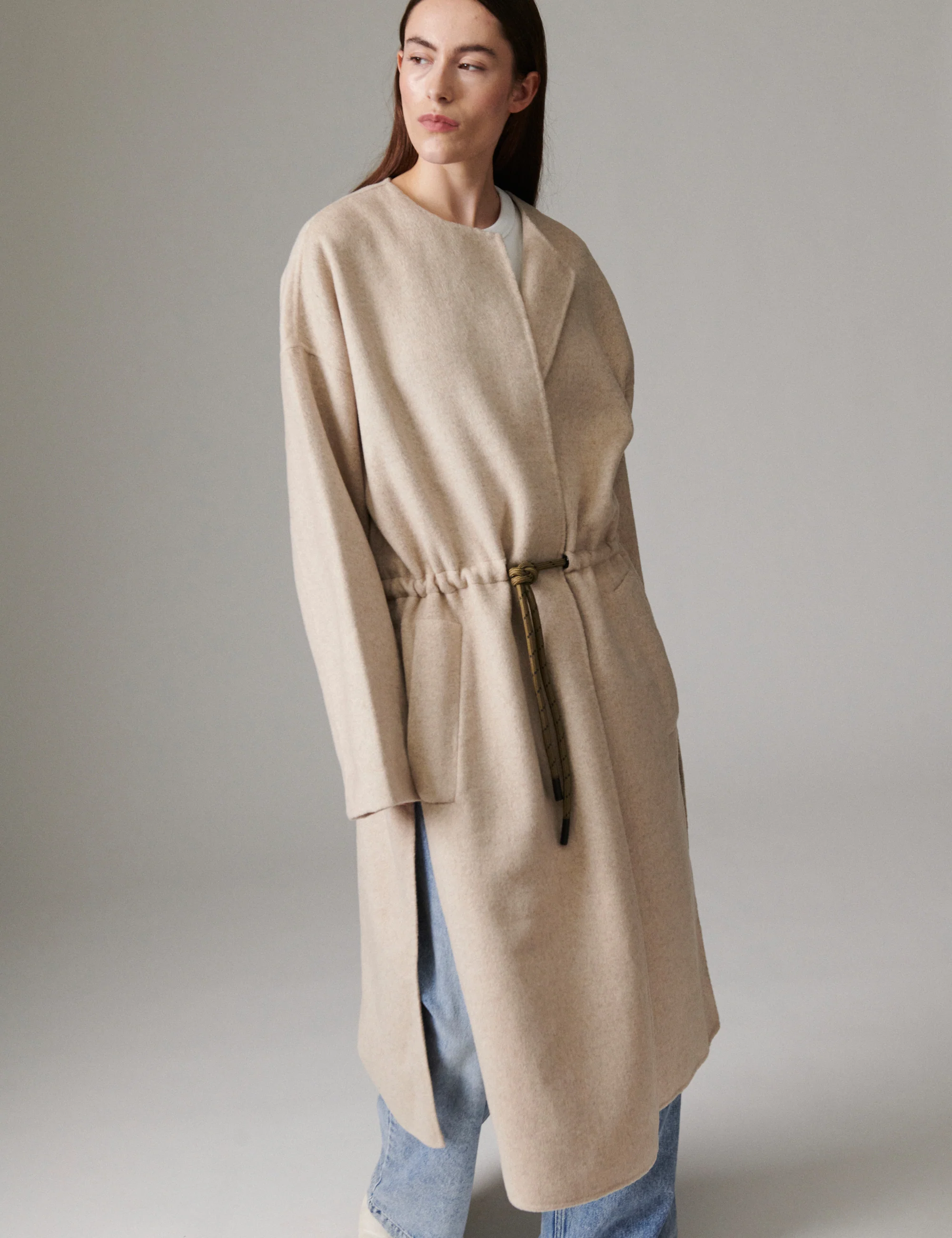 Joel - Double Faced Wool - Coat - PISTACHIO SHELL MELANGE - Image 3