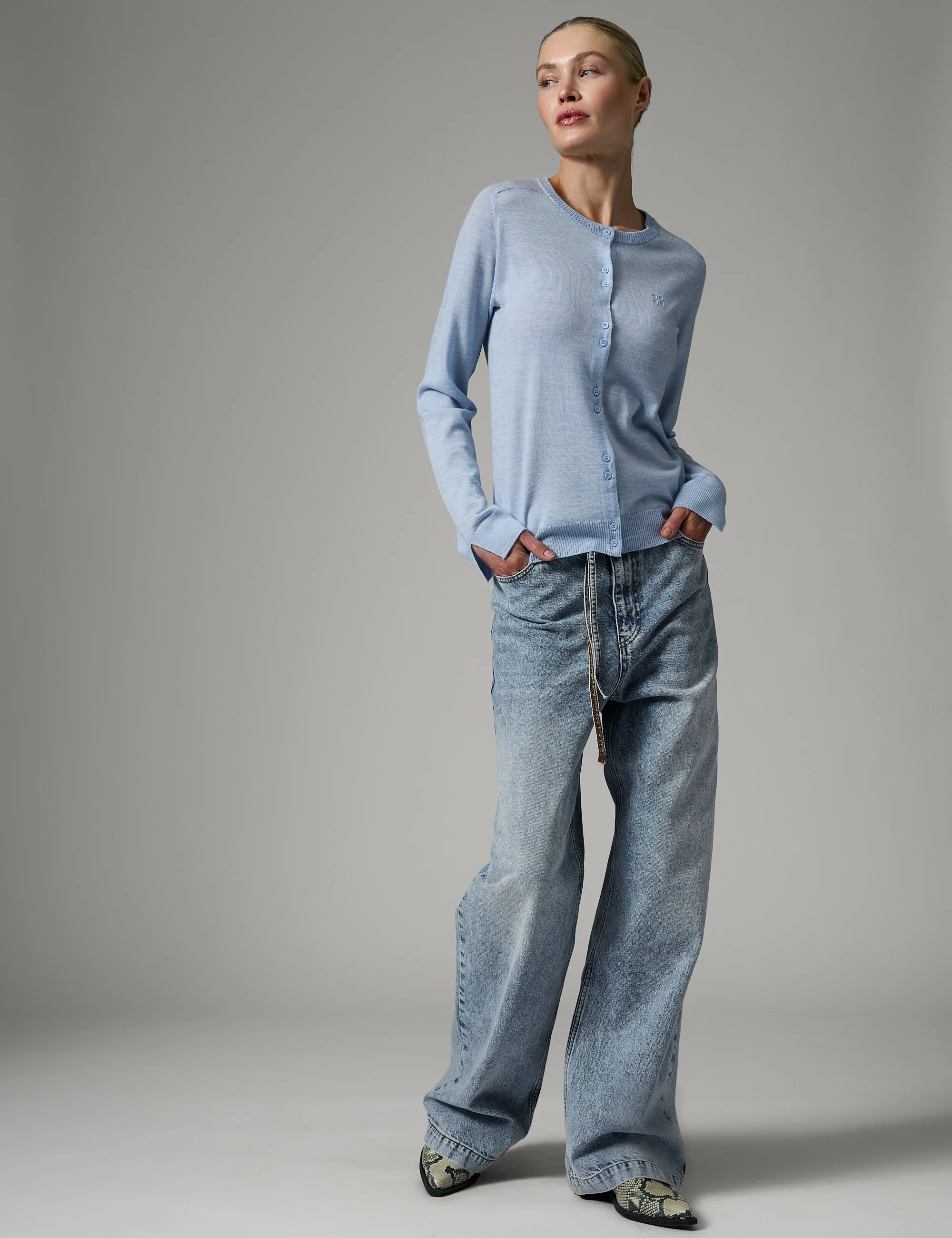 Luna - Daily Elements - Cardigan - LIGHT BLUE MELANGE - Image 3