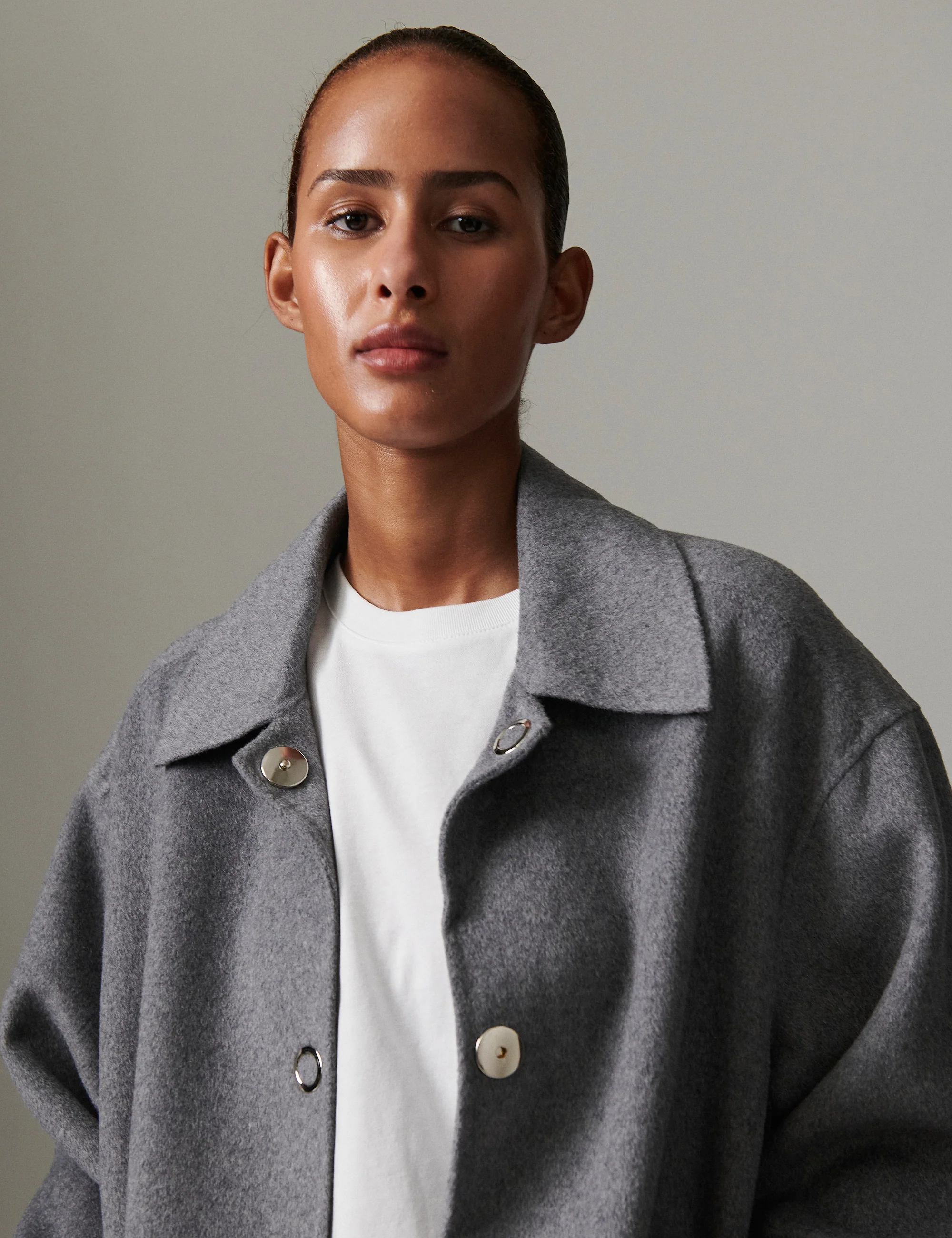 Matteo - Double faced Wool - Medium Grey Melange - Image 2