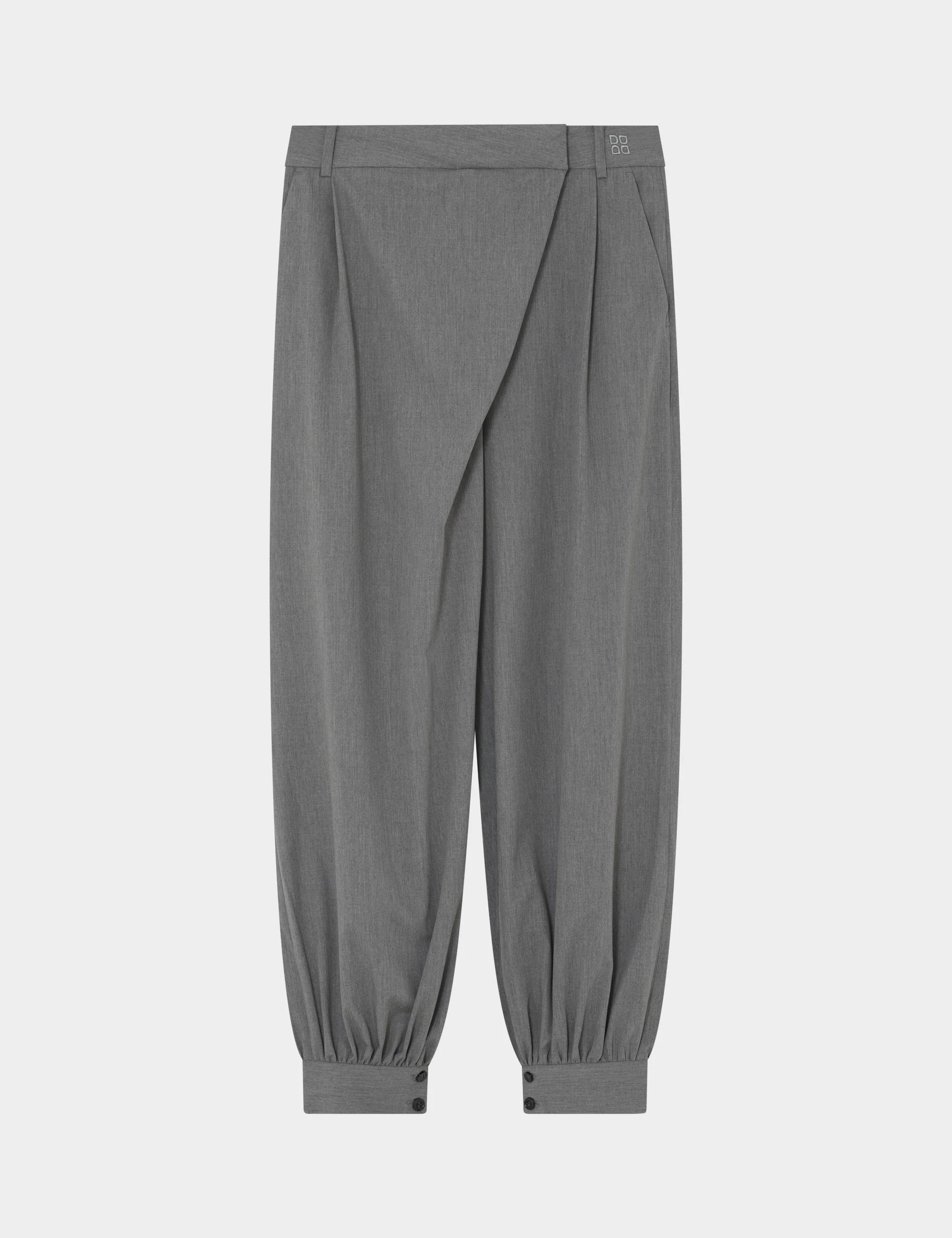 Nila - Classic Gab - Pants - Medium Grey Melange - Image 5