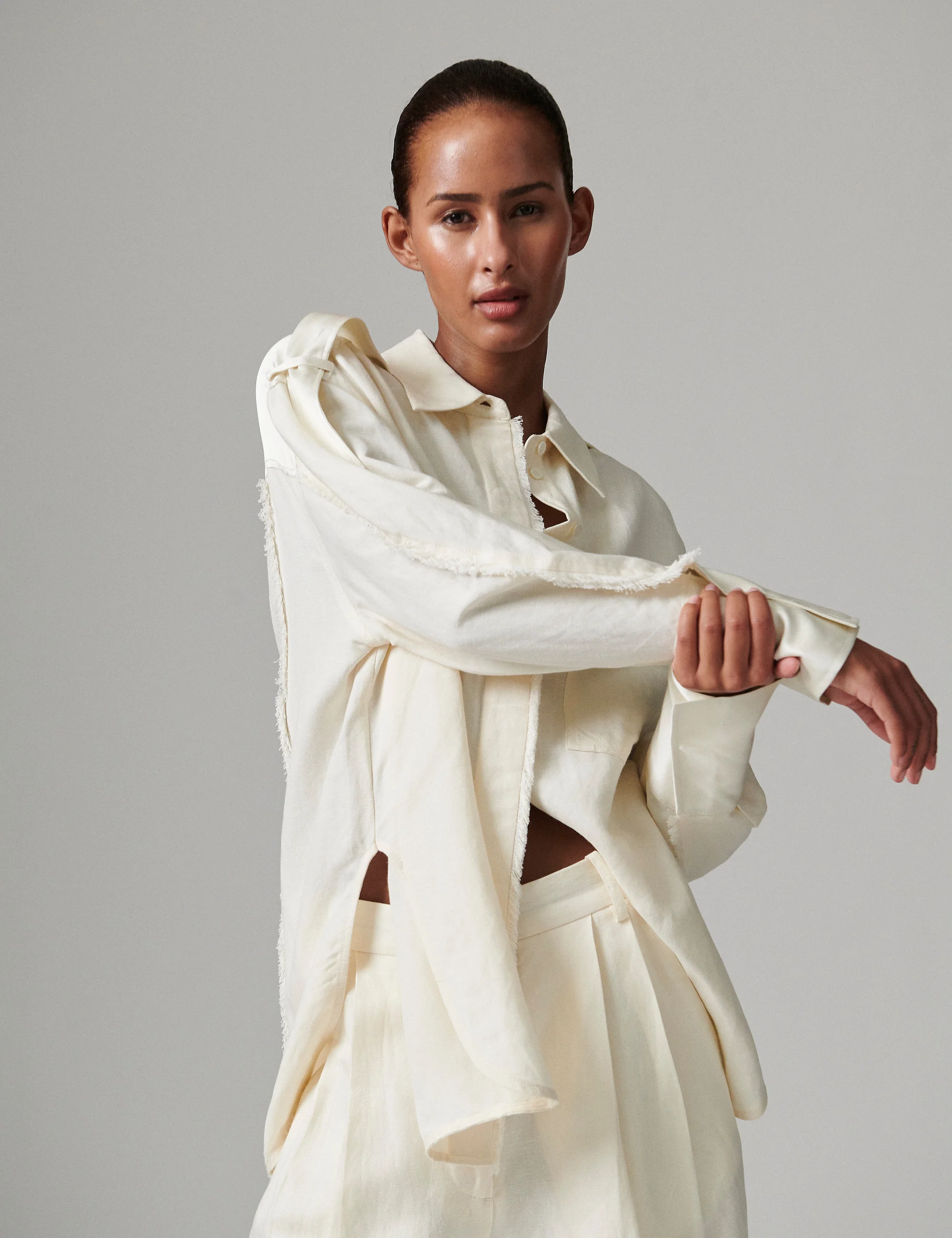 Norma - Contrast Linen - Shirt - Jet Stream