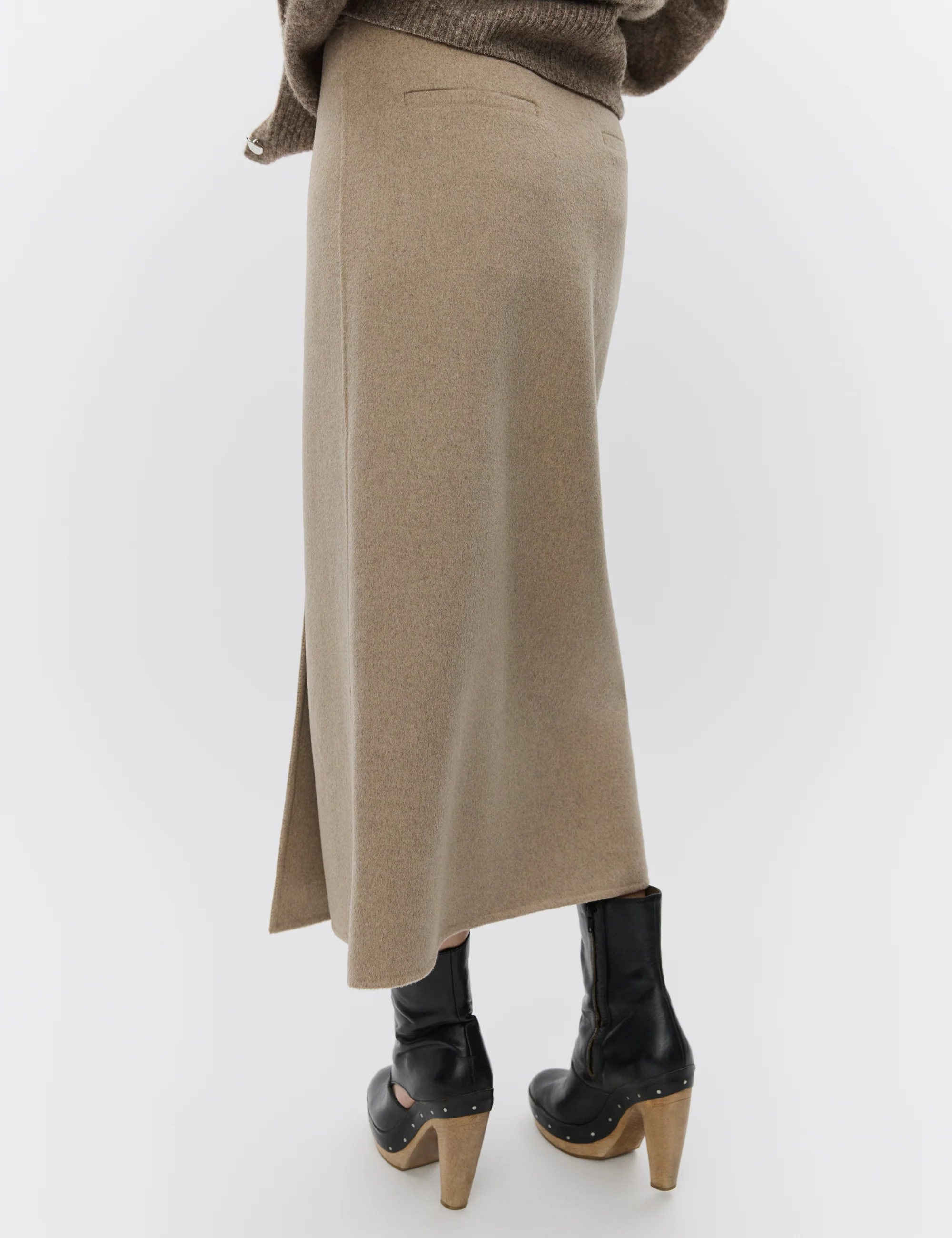 Pepper - Double Faced Wool - Skirt - Beige Melange - Image 3