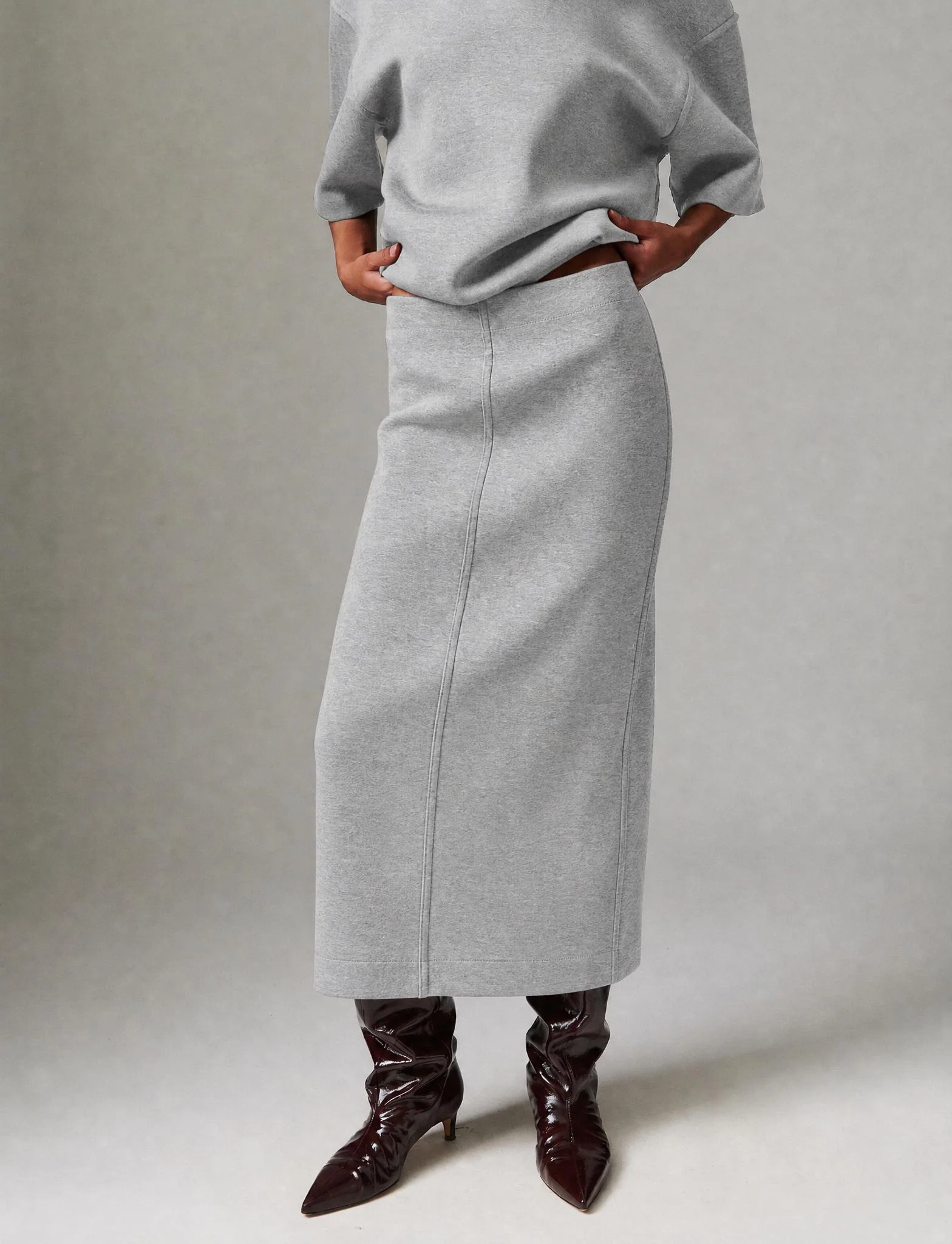 Suzie - Scuba - Skirt - Light Grey Melange - Image 3