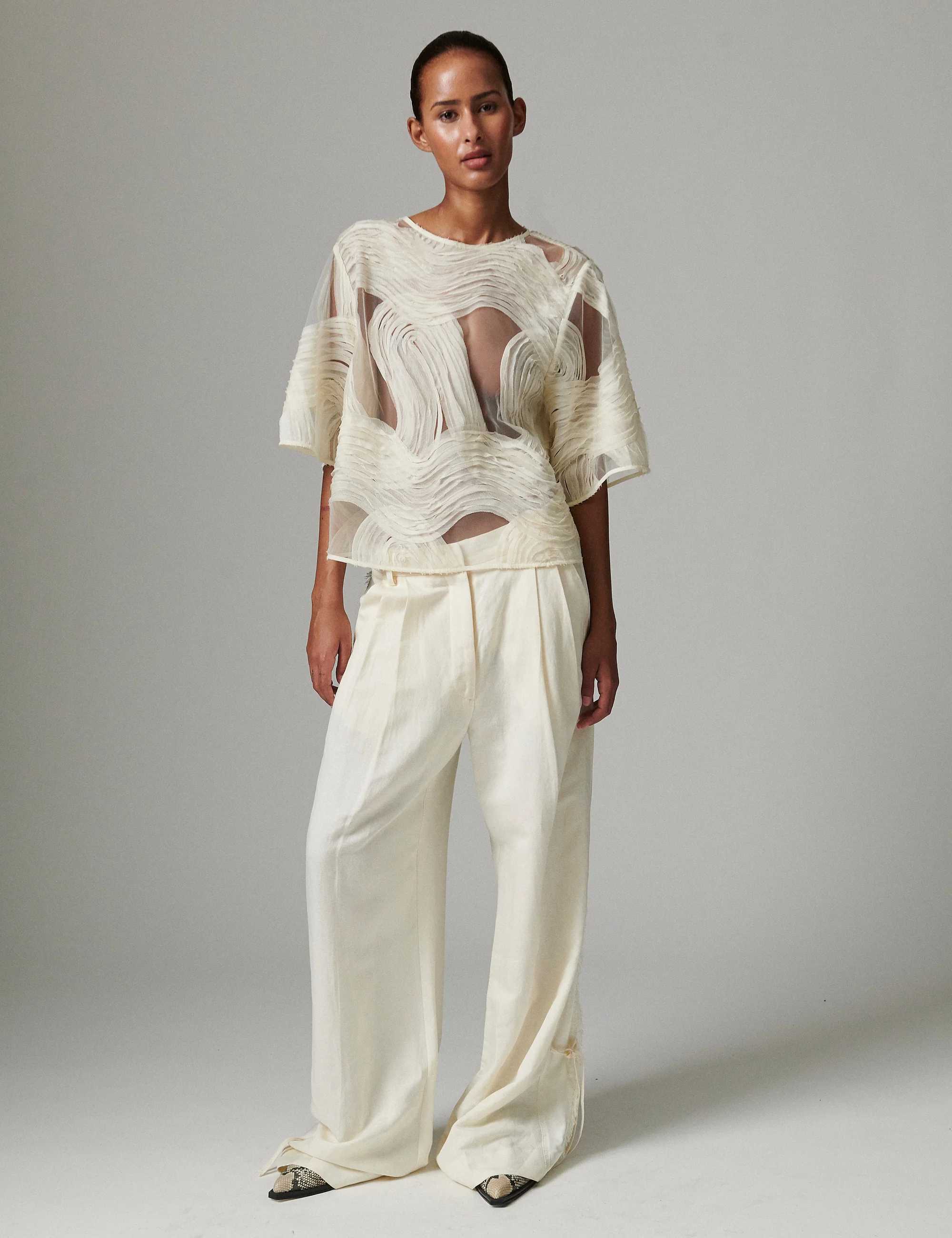 Tatiana - Crochet Lacy - Top - Jet Stream - Image 2