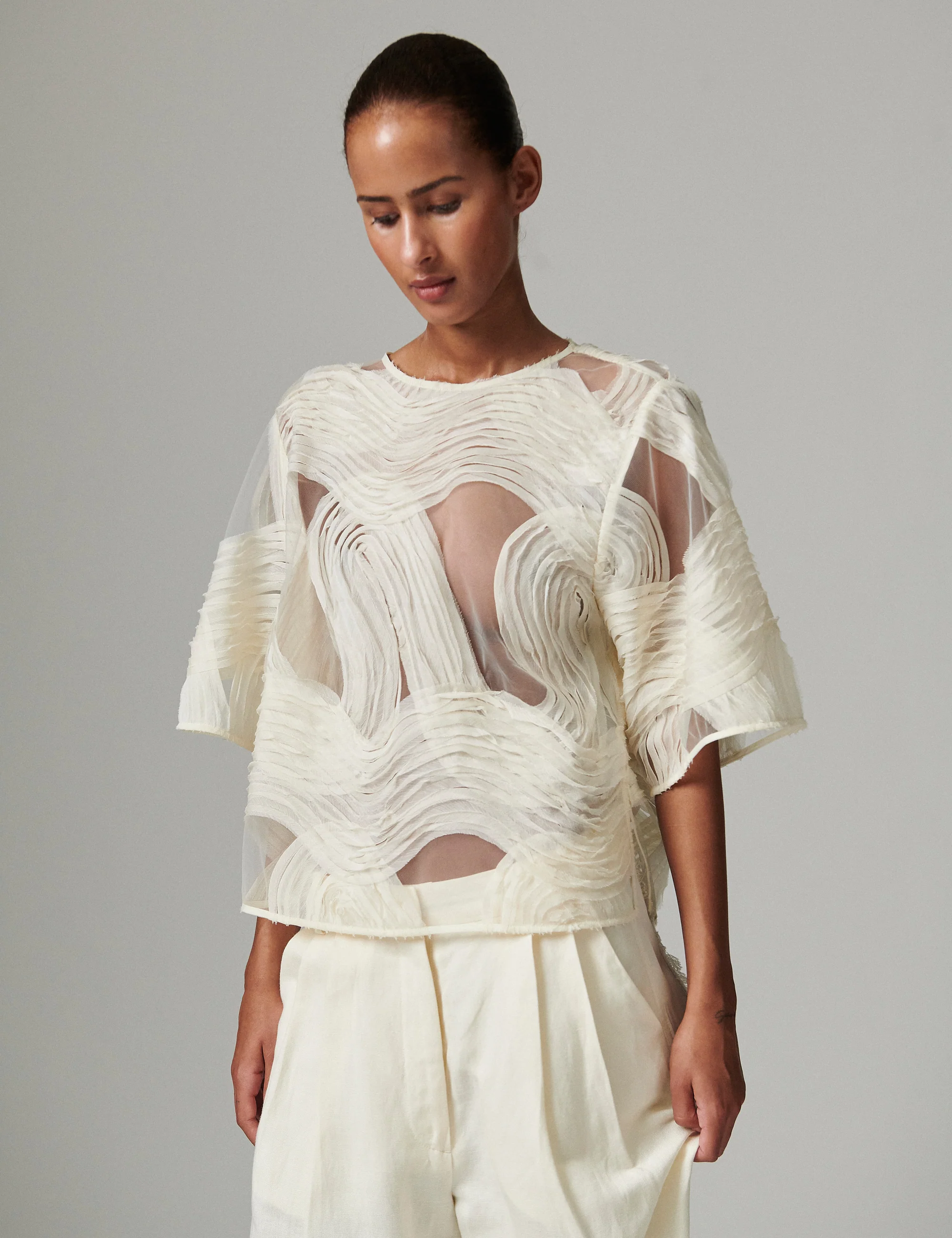 Tatiana - Crochet Lacy - Top - Jet Stream - Image 3