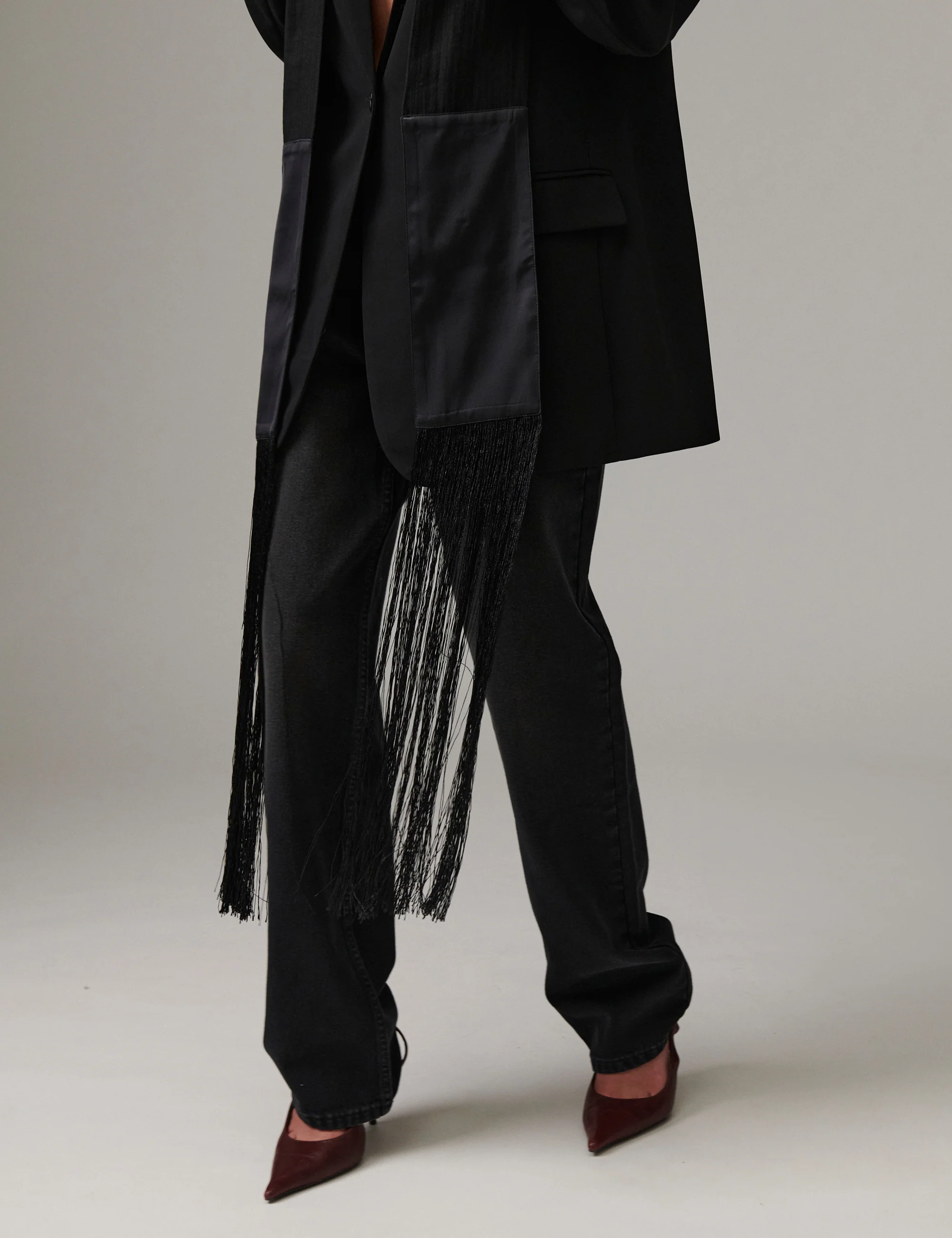 Tory - Contrast Linen - Scarf - Black
