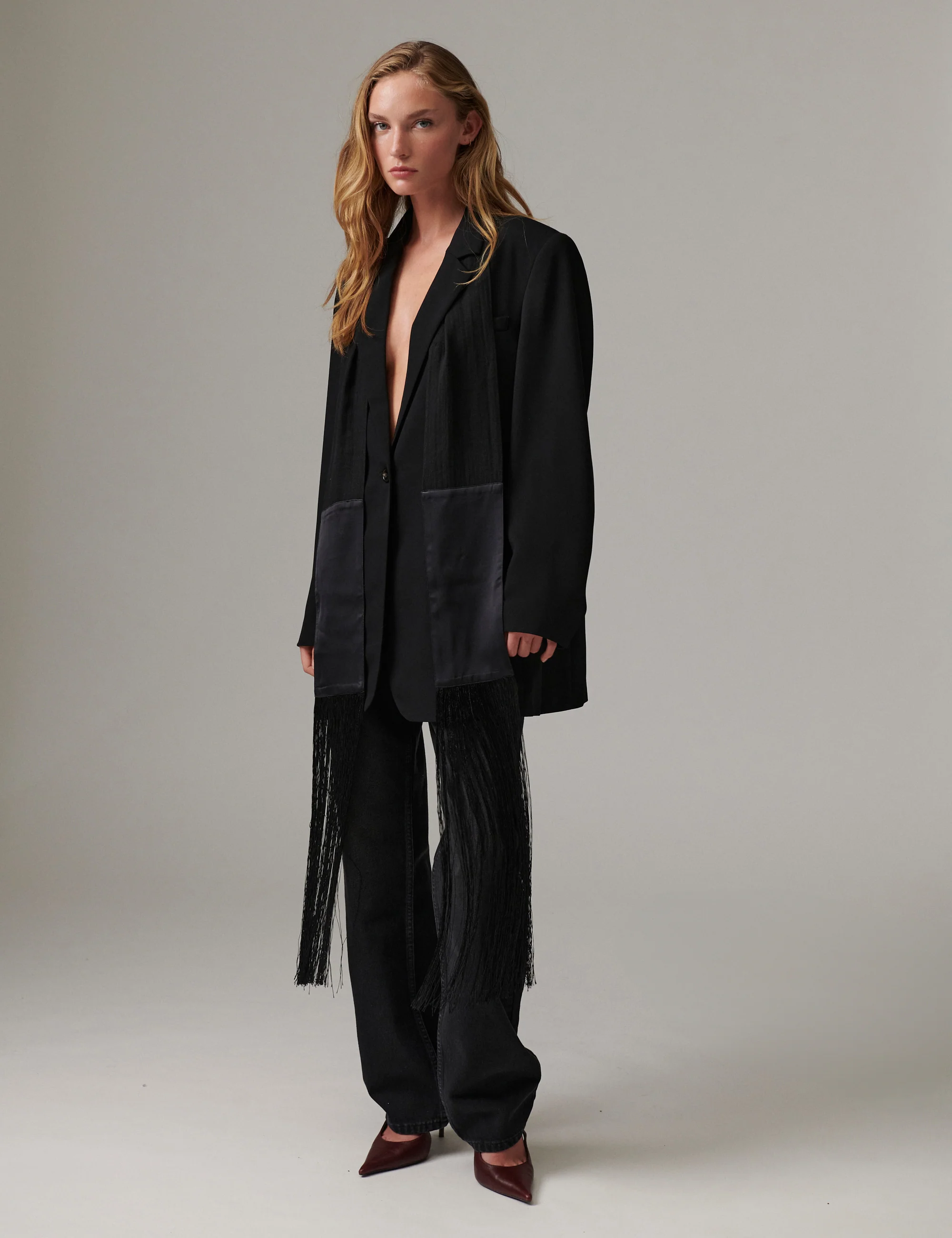 Tory - Contrast Linen - Scarf - Black - Image 5
