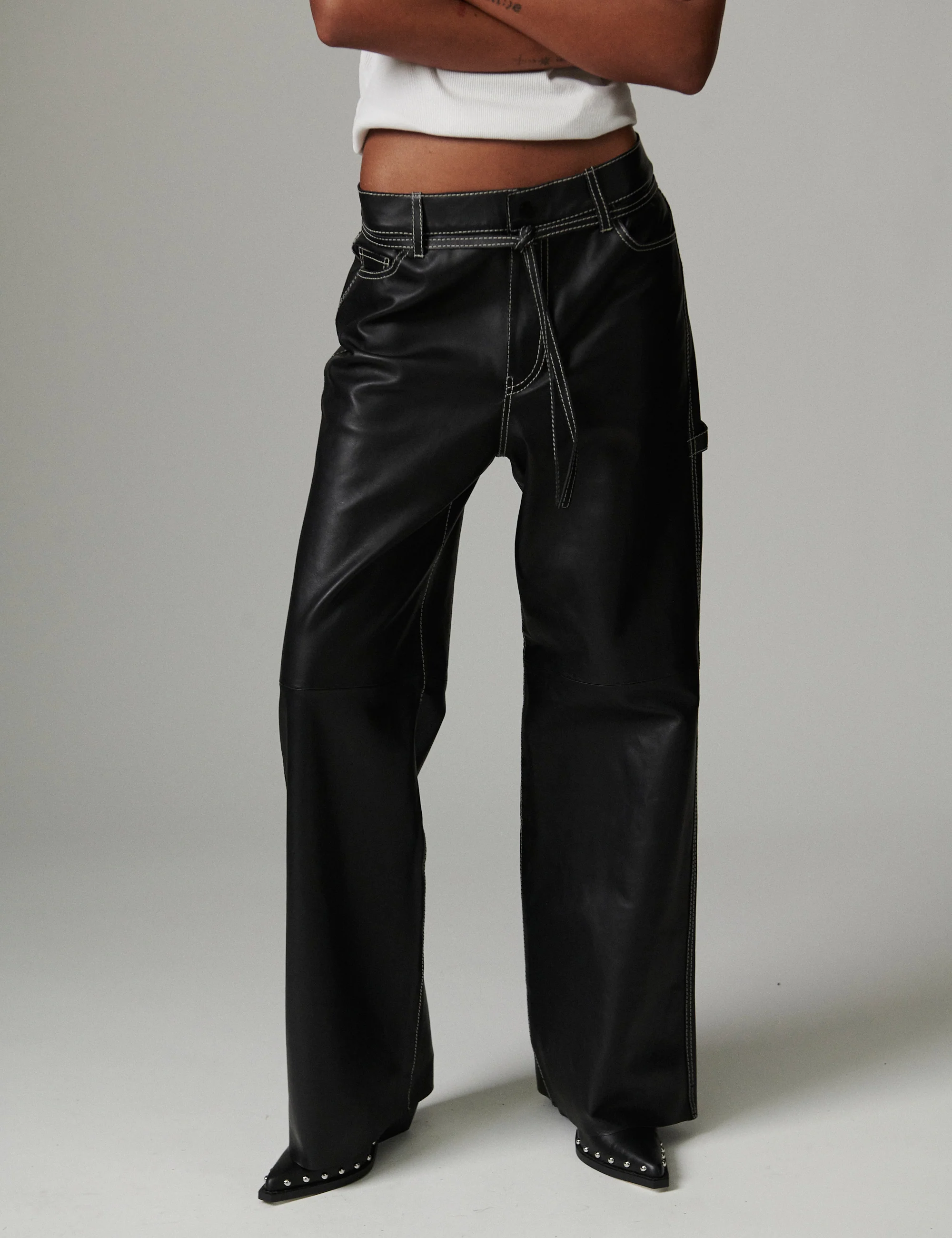 Yanna - Soft Lamb Leather - Pants - Black